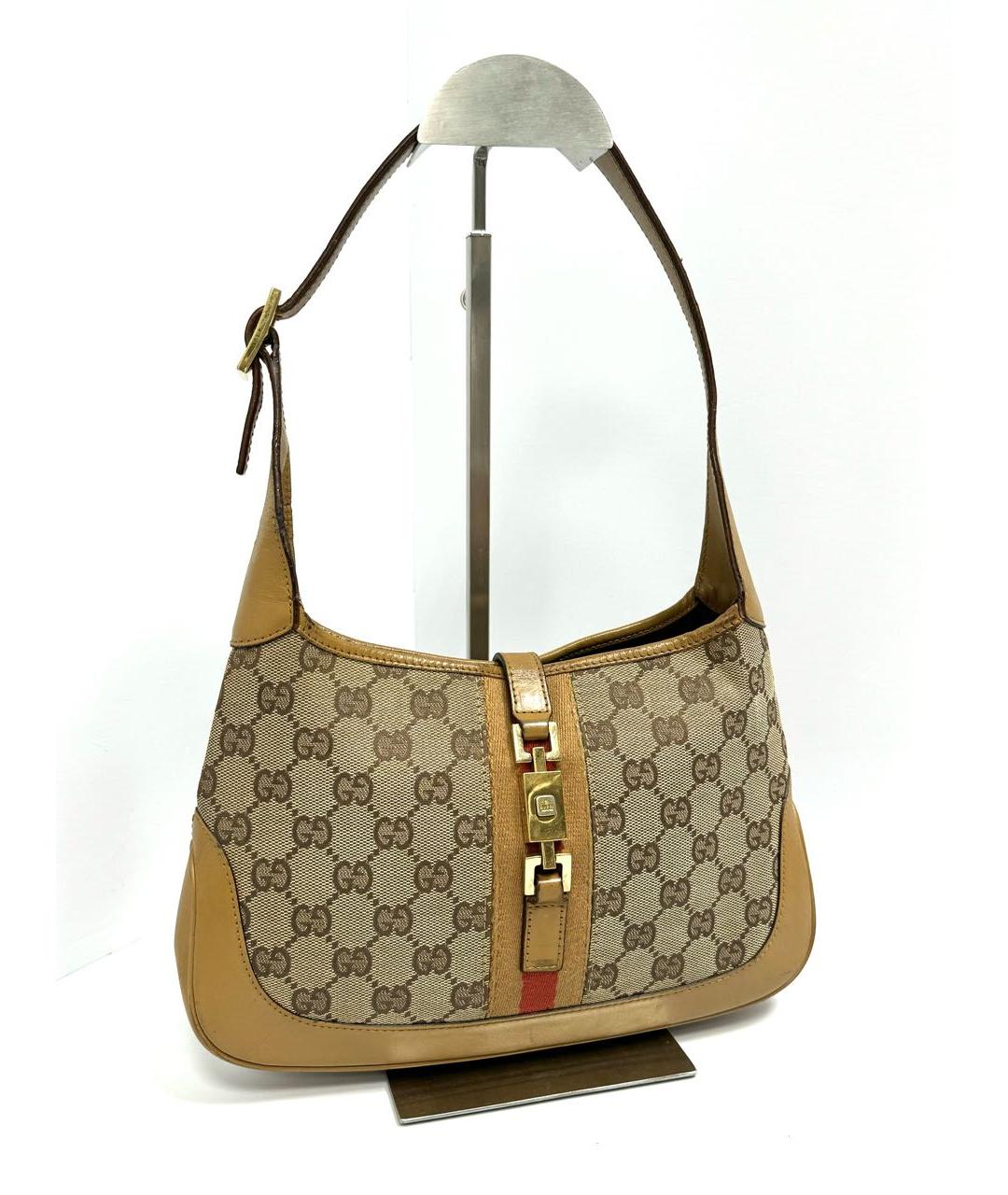 GUCCI Бежевая жаккардовая сумка через плечо, фото 3