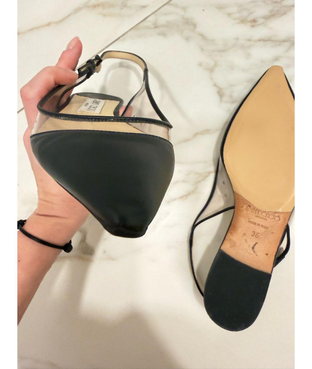 JIMMY CHOO Черные кожаные мюли, фото 5