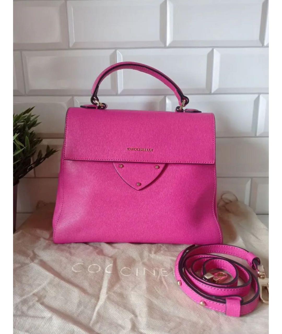 COCCINELLE Розовая кожаная сумка через плечо, фото 8