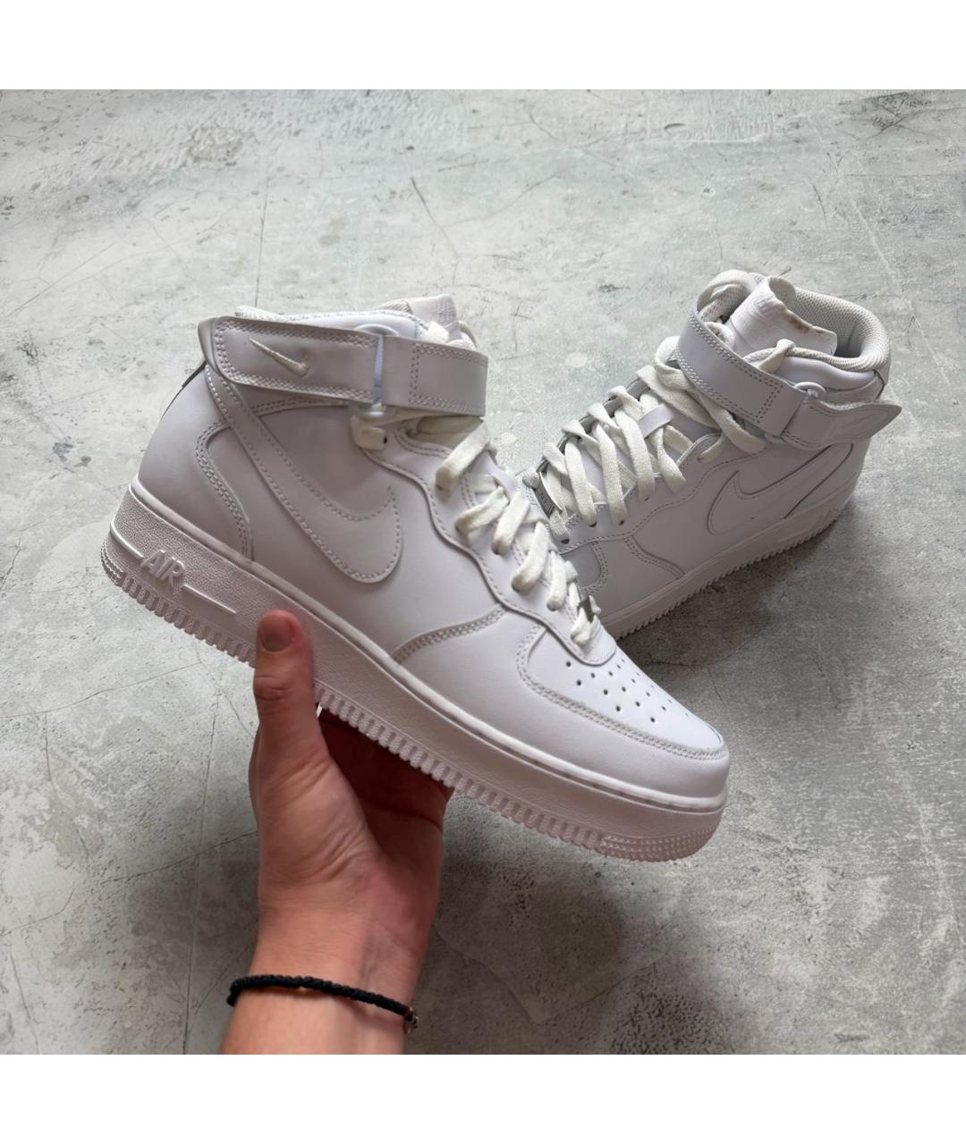 NIKE Белые кожаные высокие кроссовки / кеды, фото 2