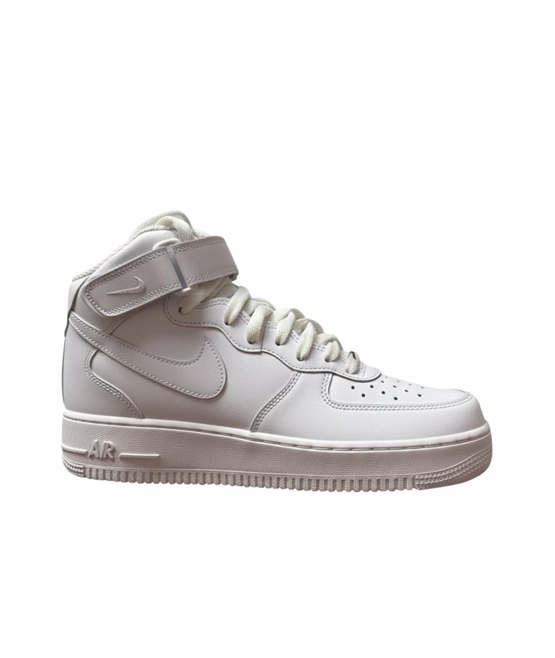 NIKE Белые кожаные высокие кроссовки / кеды, фото 1