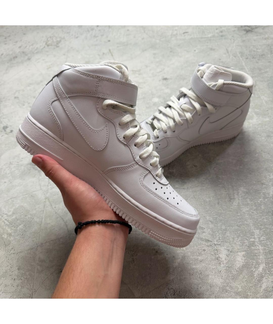 NIKE Белые кожаные высокие кроссовки / кеды, фото 6