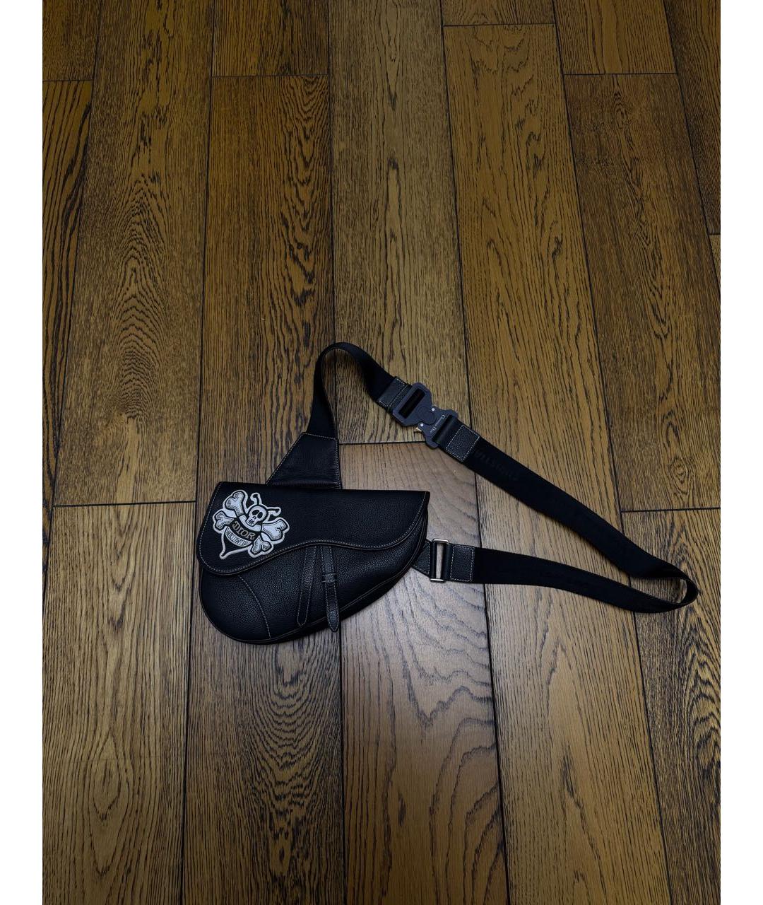 CHRISTIAN DIOR Черная кожаная сумка на плечо, фото 4