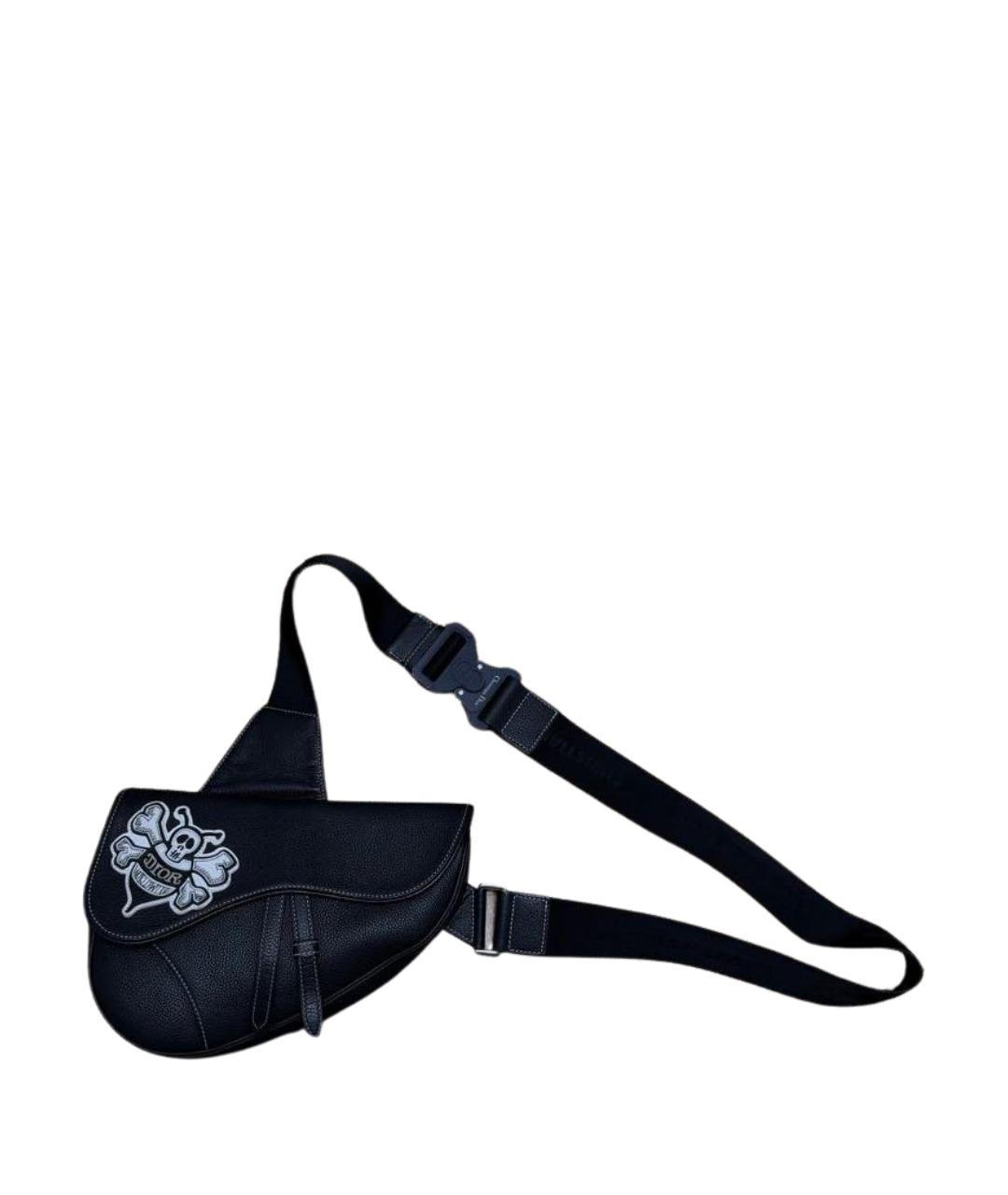 CHRISTIAN DIOR Черная кожаная сумка на плечо, фото 1