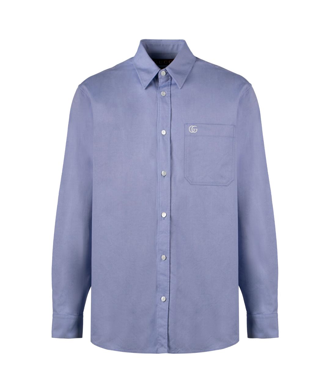GUCCI Голубая хлопковая кэжуал рубашка, фото 1