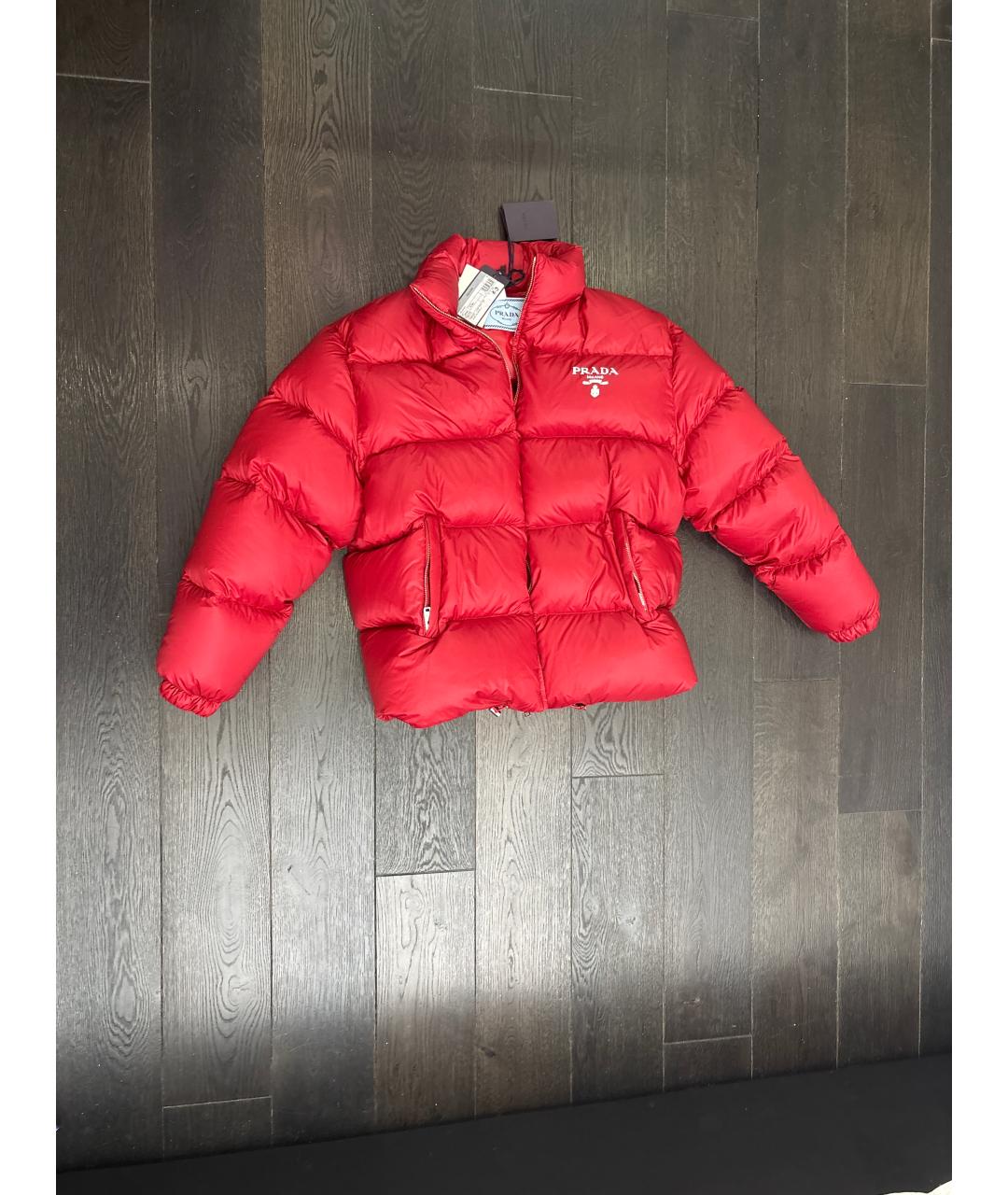 PRADA Красный полиэстеровый пуховик, фото 4