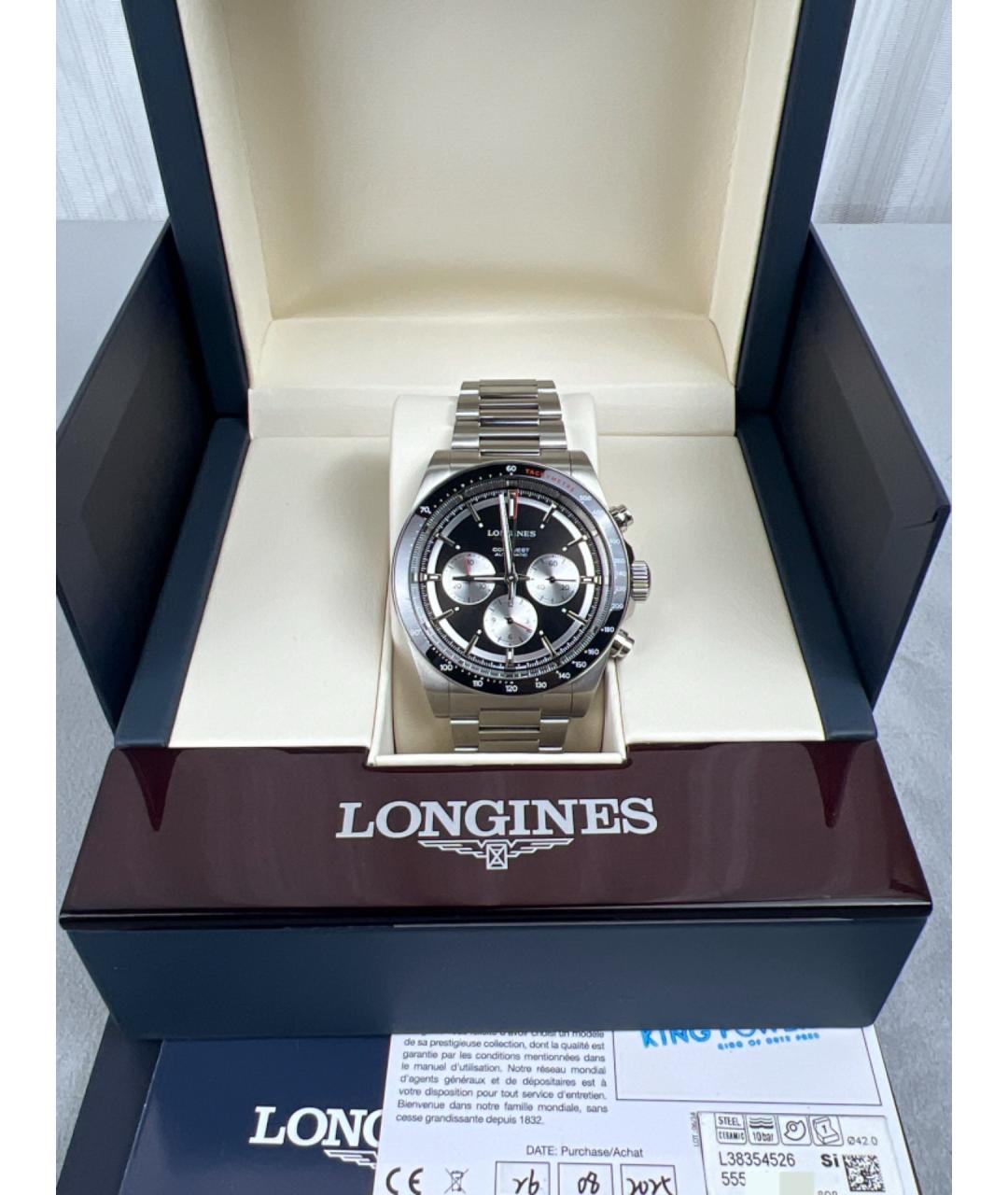 LONGINES Черные металлические часы, фото 8