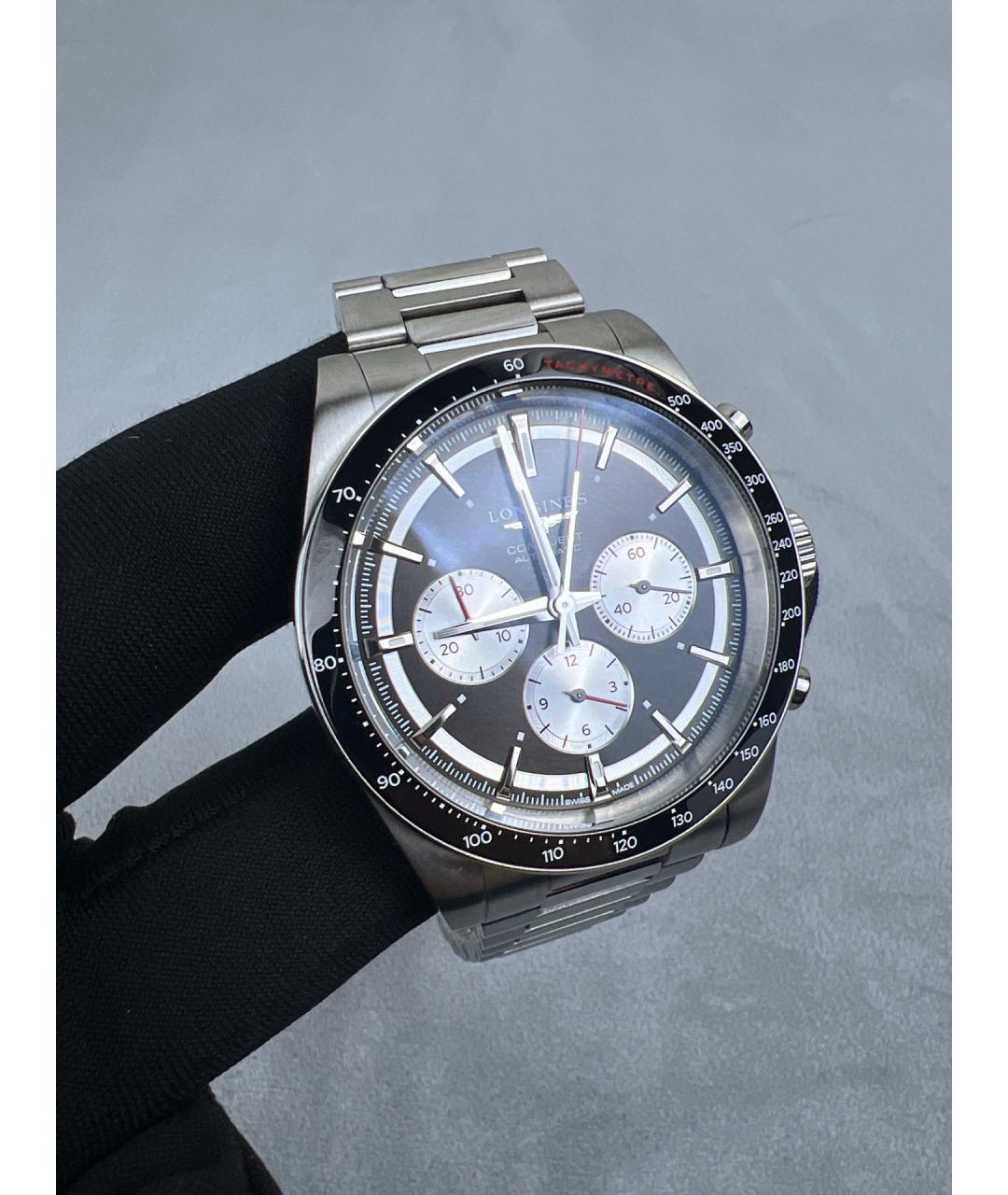 LONGINES Черные металлические часы, фото 5