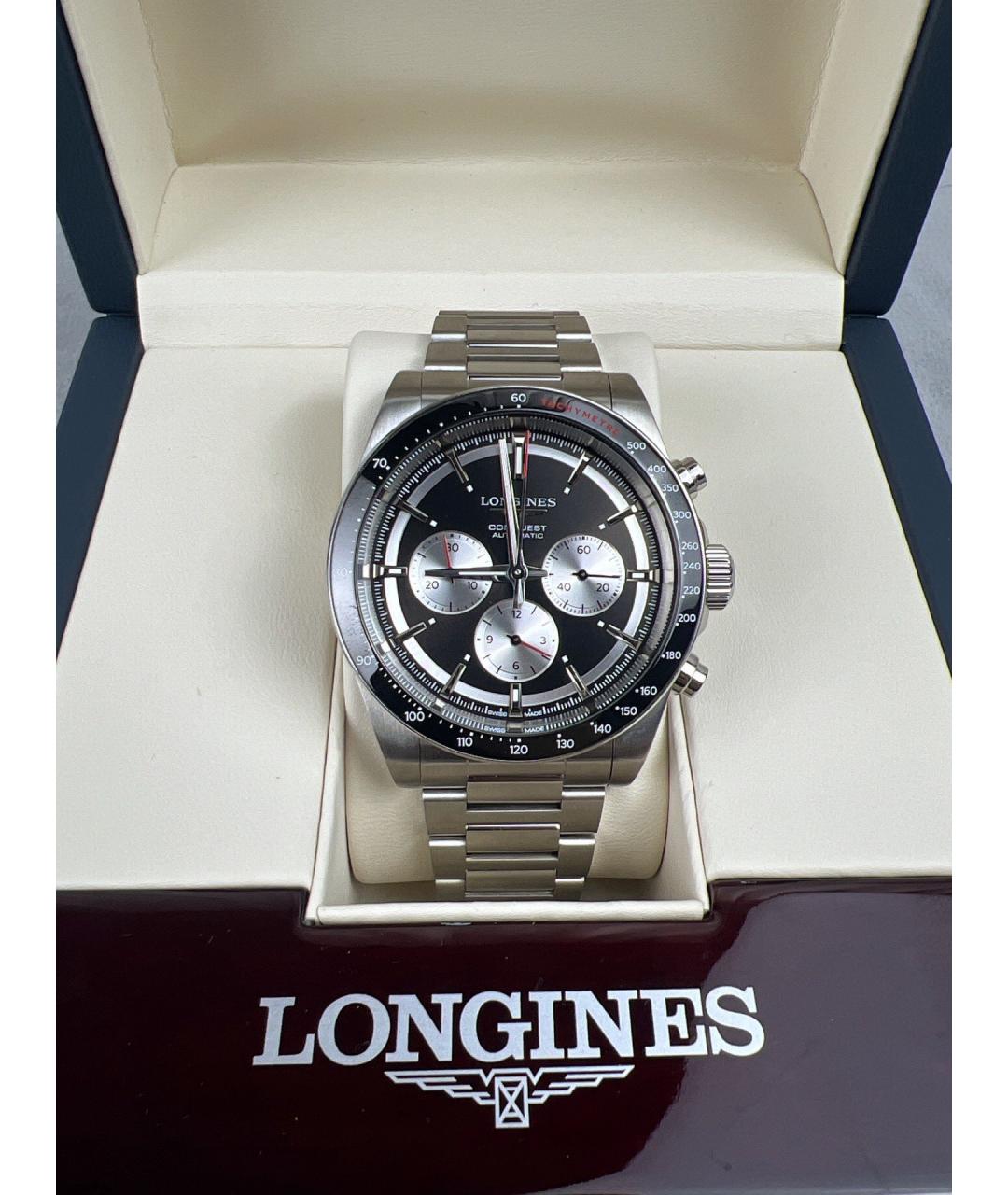 LONGINES Черные металлические часы, фото 9