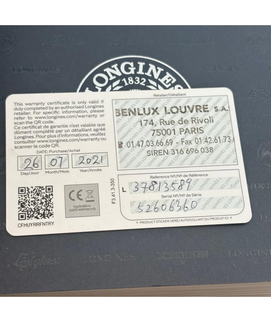 LONGINES Черные металлические часы, фото 4