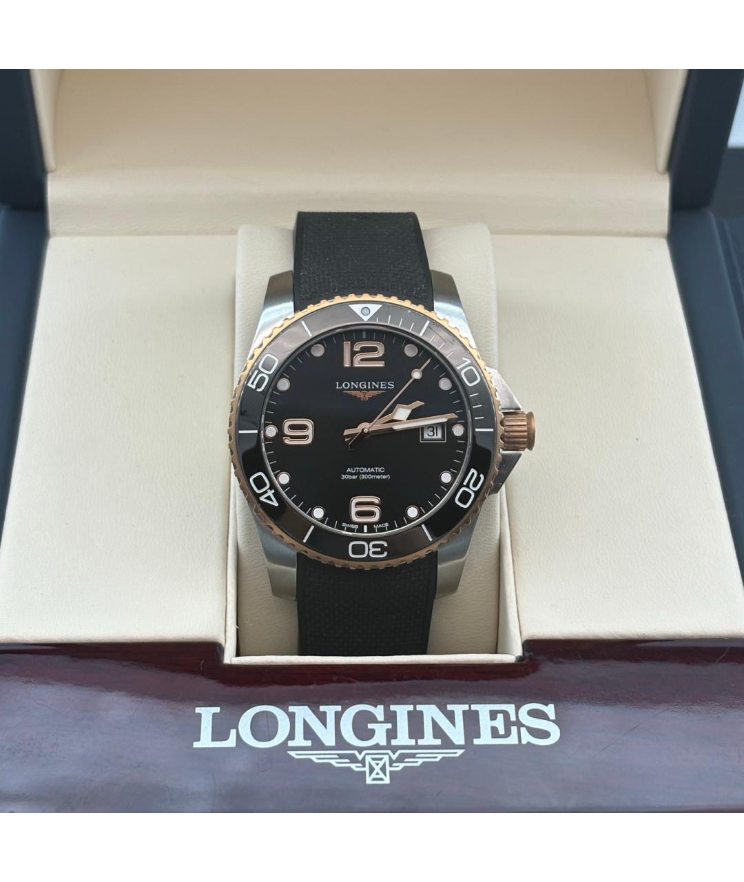LONGINES Черные металлические часы, фото 5