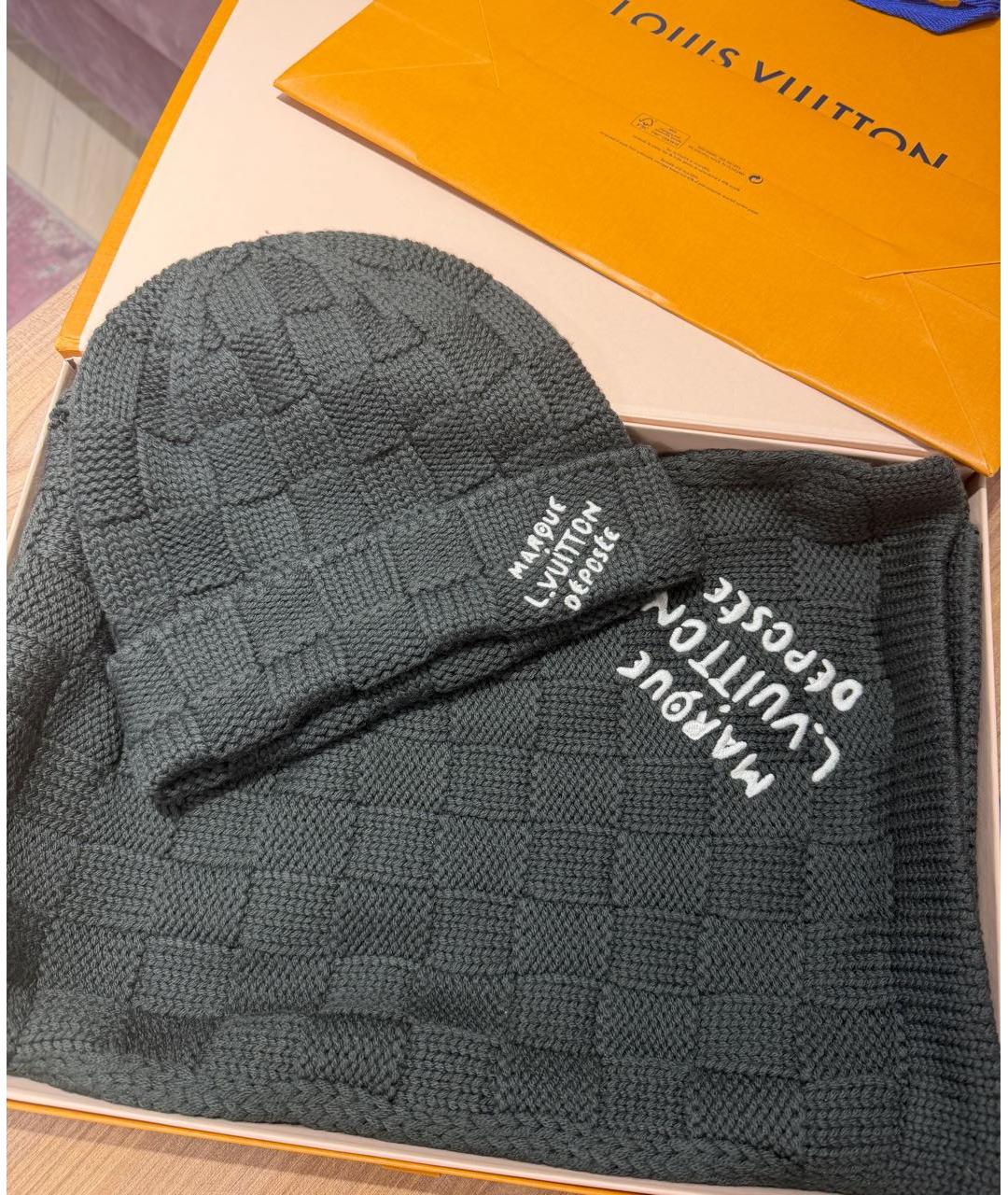 LOUIS VUITTON Хаки шерстяная шапка, фото 3