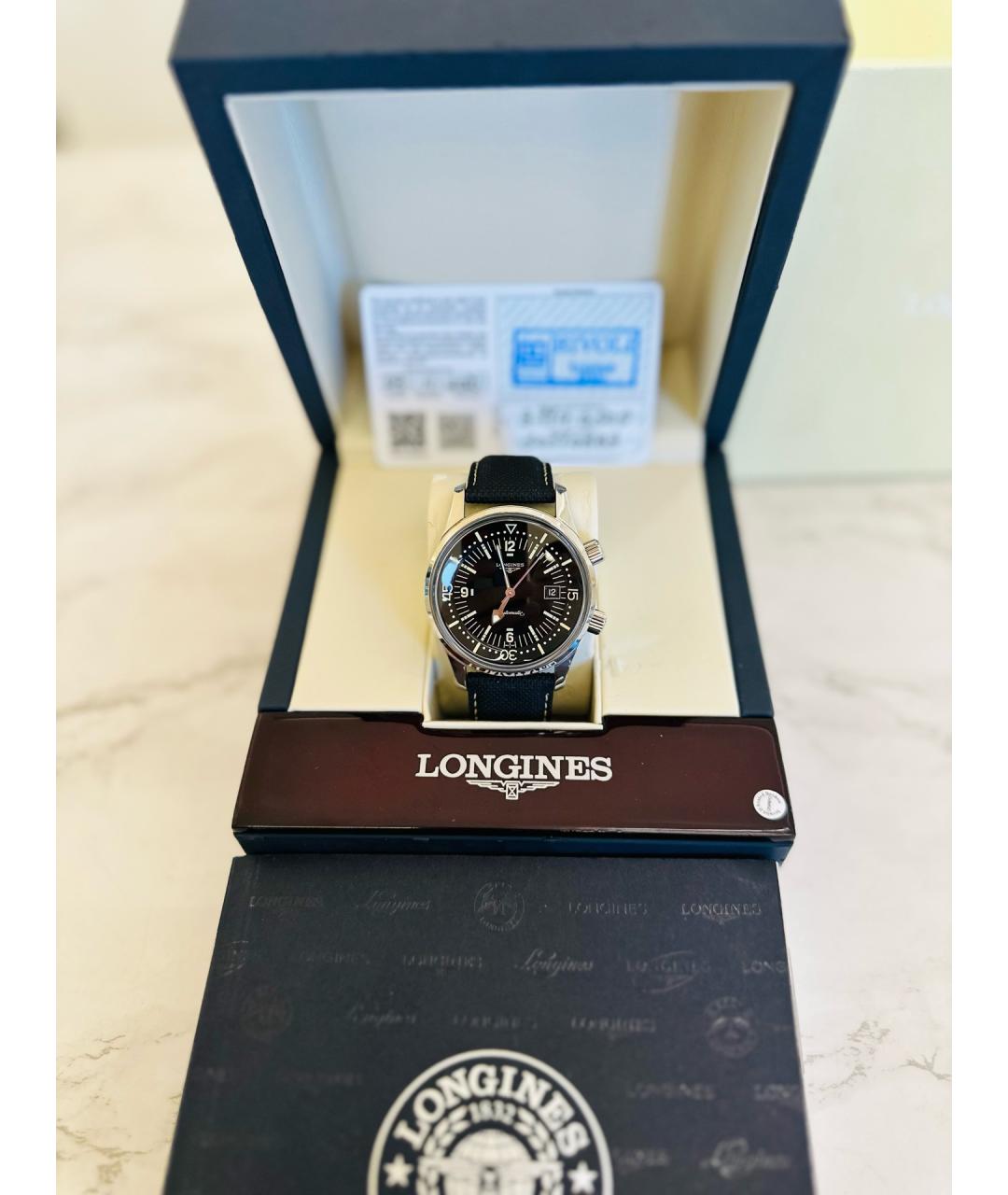 LONGINES Черные металлические часы, фото 2
