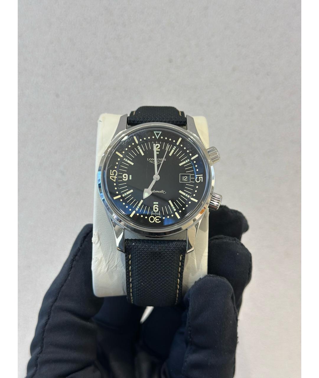 LONGINES Черные металлические часы, фото 9