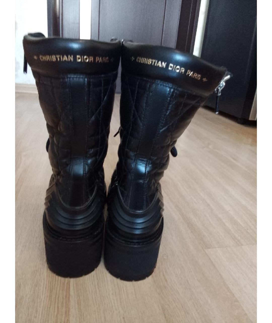 CHRISTIAN DIOR Черные кожаные ботинки, фото 4