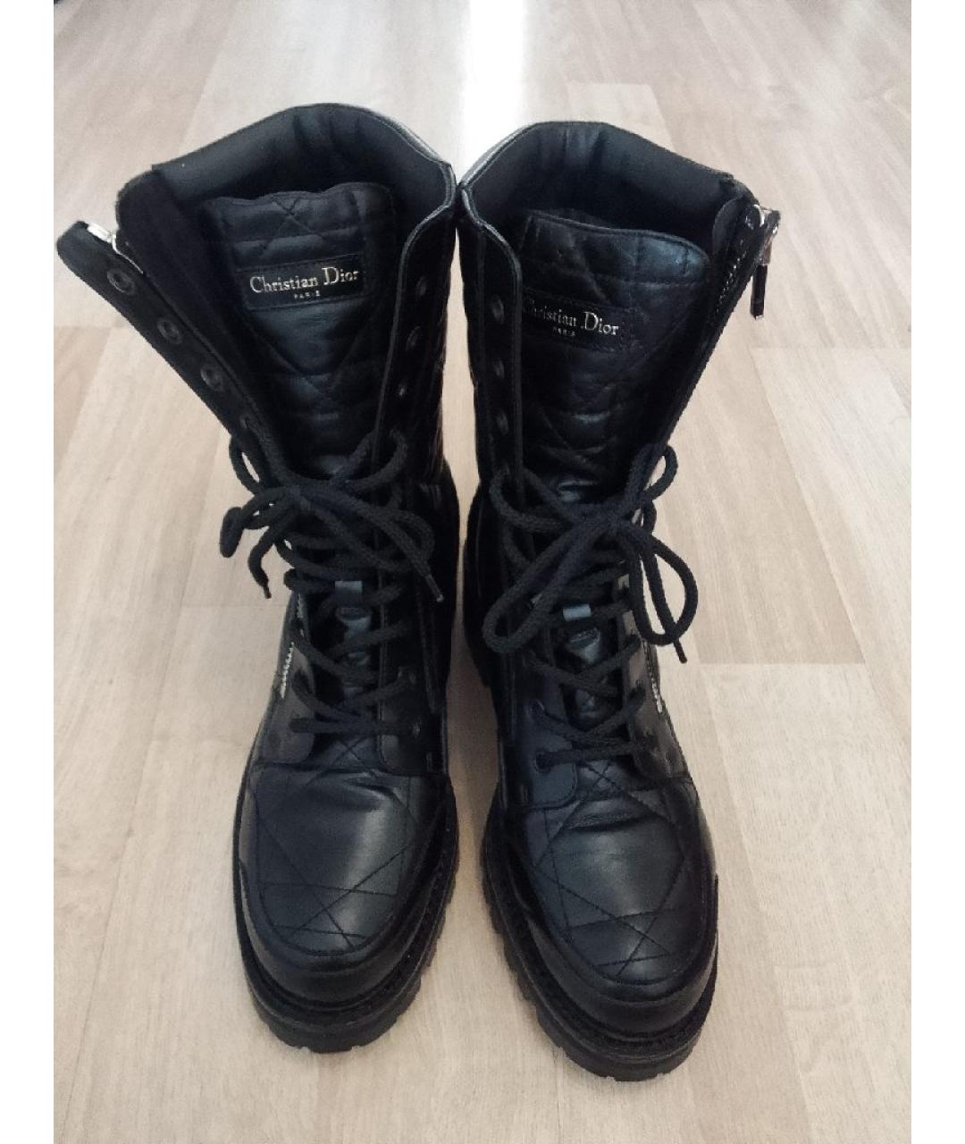 CHRISTIAN DIOR Черные кожаные ботинки, фото 2