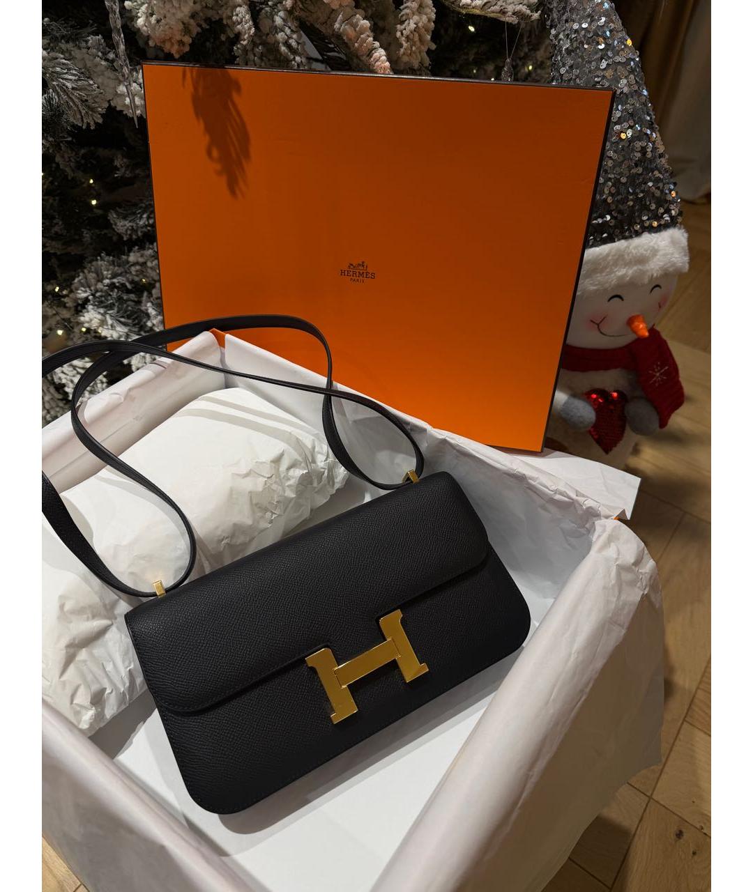 HERMES Черная кожаная сумка через плечо, фото 2