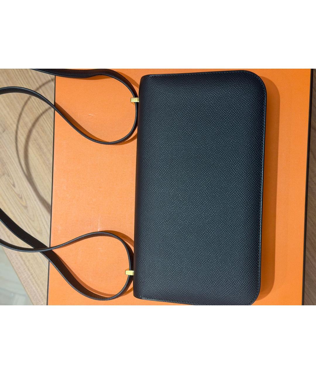 HERMES Черная кожаная сумка через плечо, фото 4