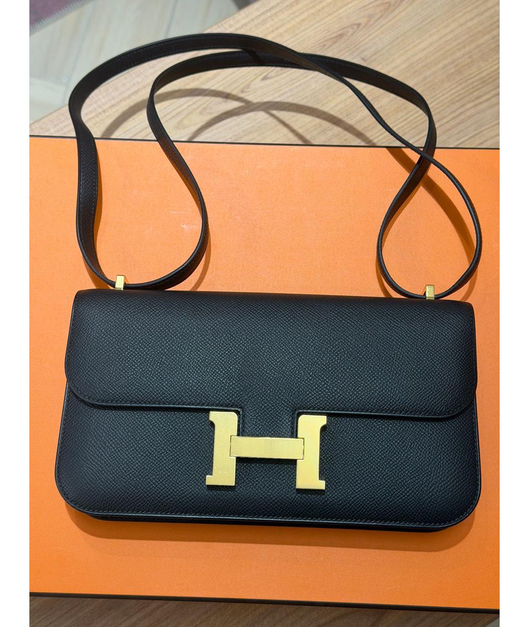 HERMES Черная кожаная сумка через плечо, фото 9