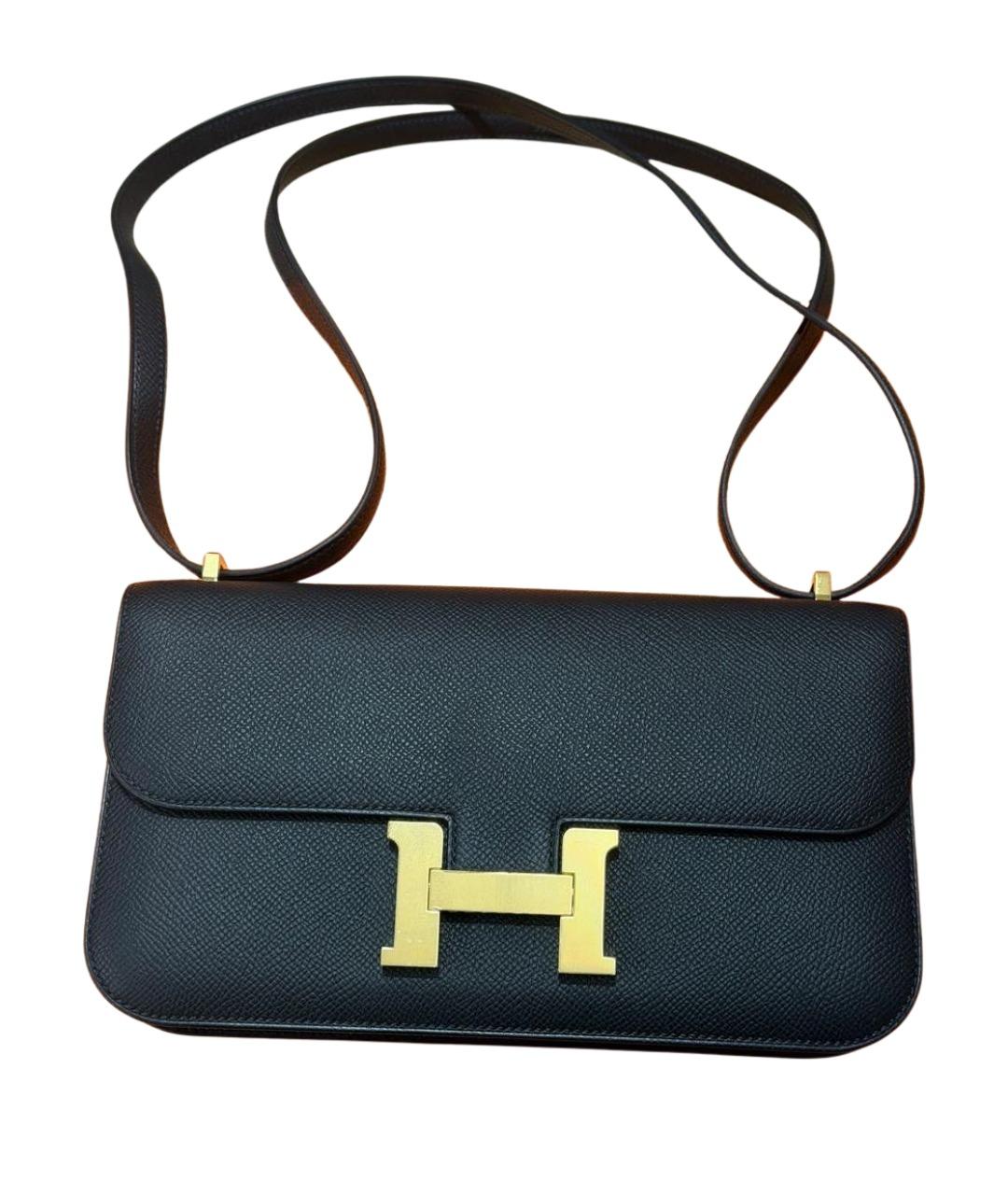 HERMES Черная кожаная сумка через плечо, фото 1