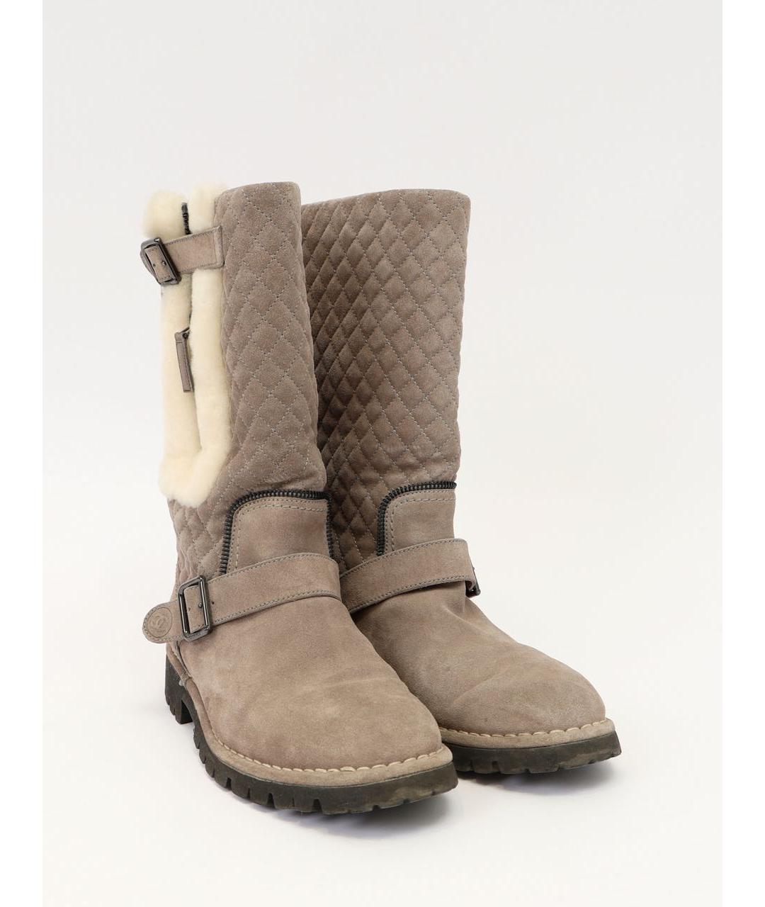 CHANEL Серые замшевые сапоги, фото 2