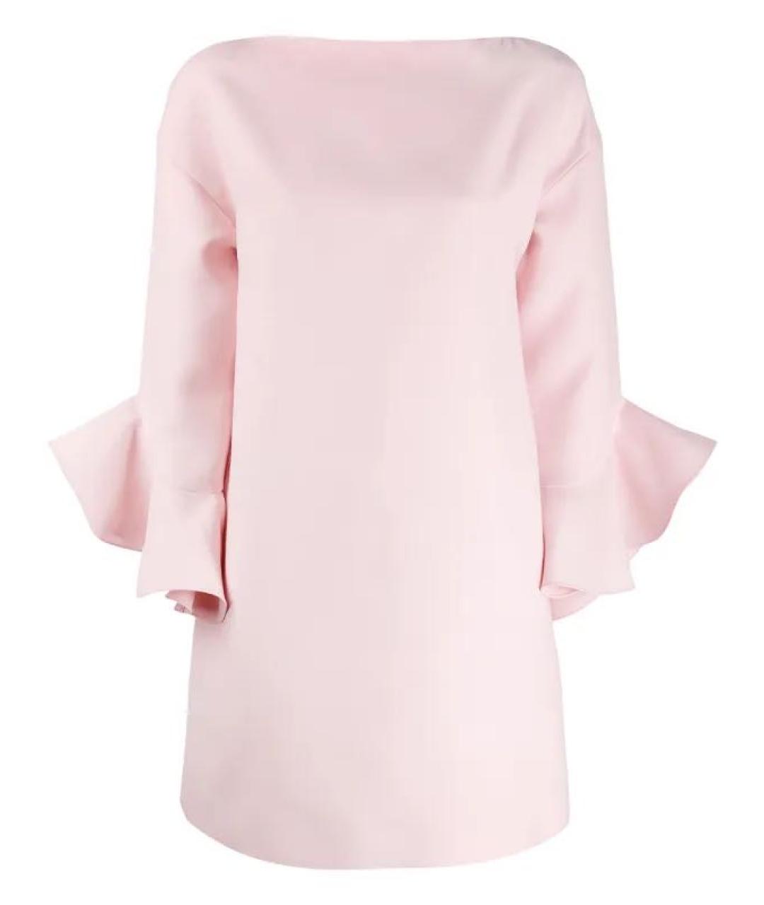 VALENTINO Розовое шерстяное коктейльное платье, фото 1