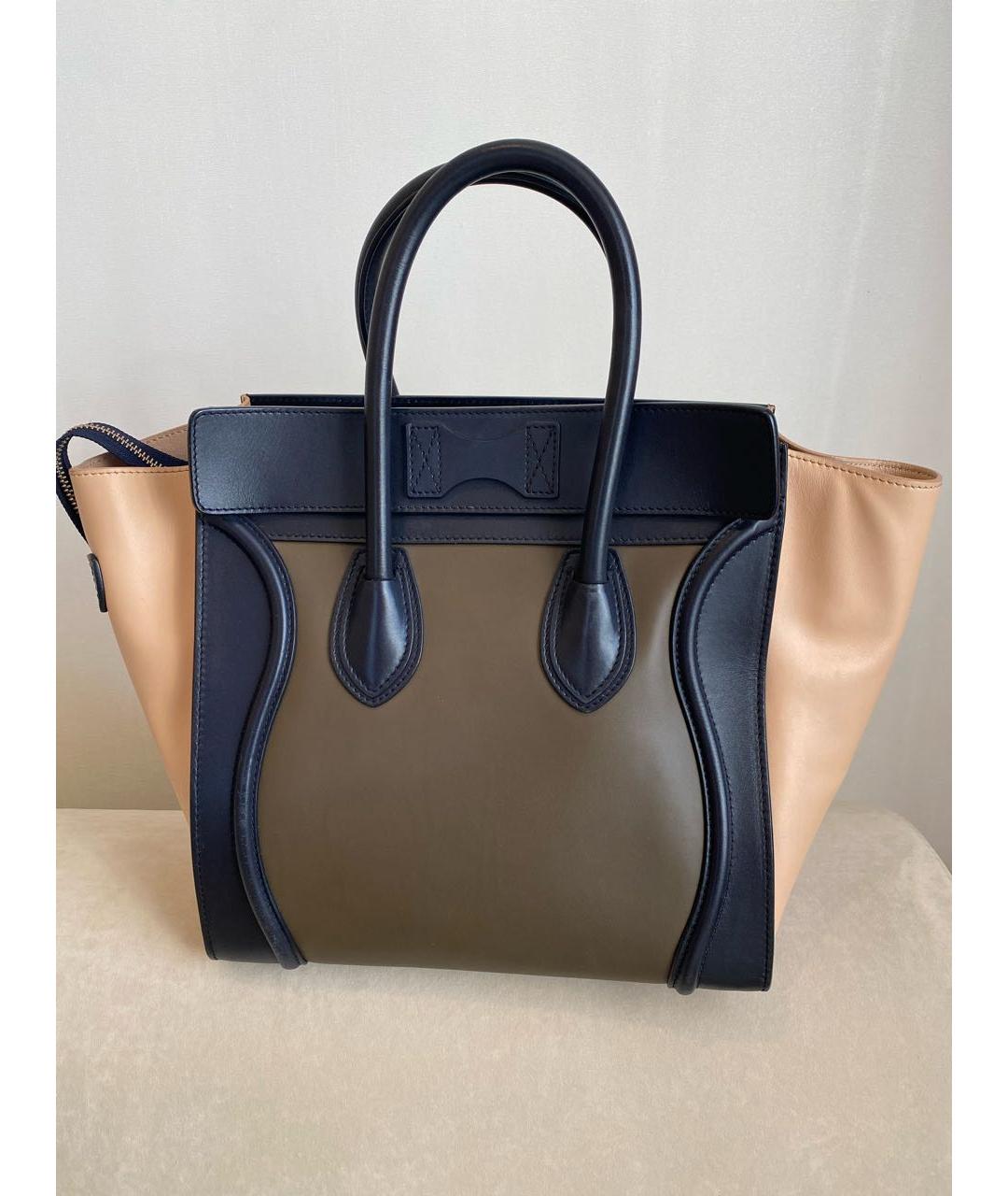 CELINE Темно-синяя кожаная сумка с короткими ручками, фото 2