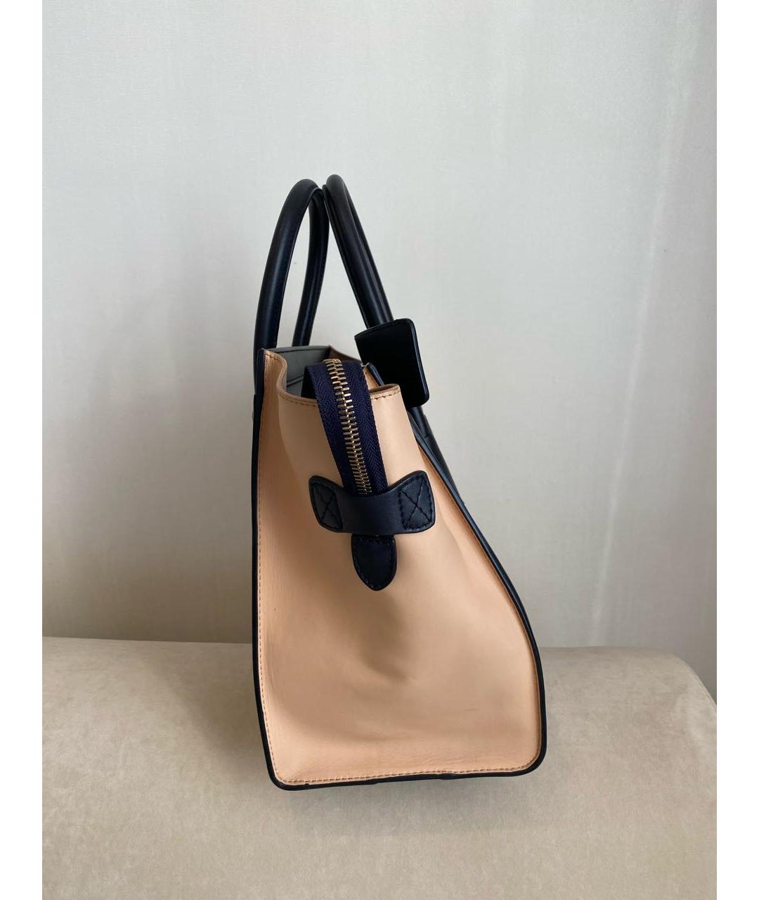 CELINE Темно-синяя кожаная сумка с короткими ручками, фото 4