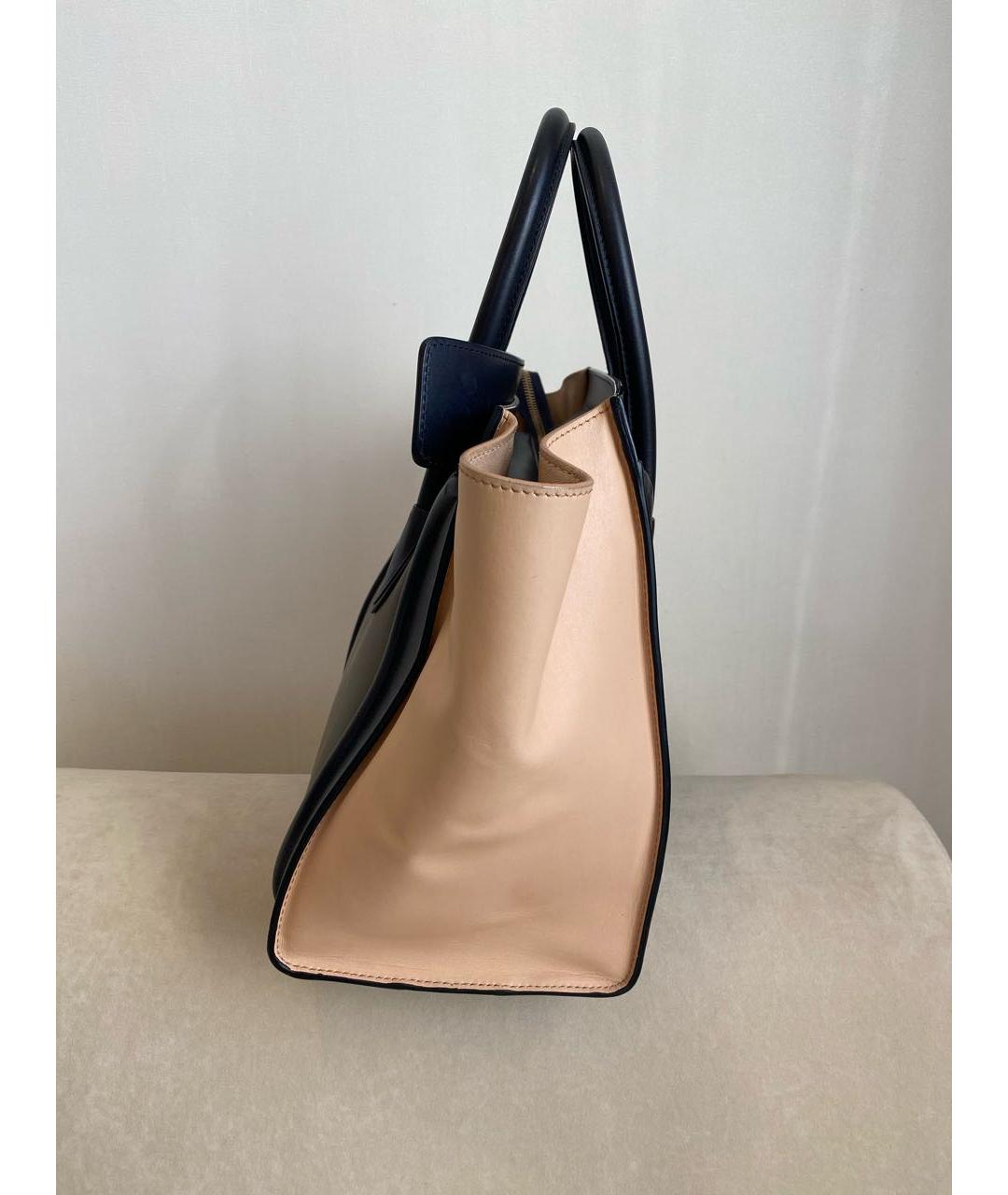 CELINE Темно-синяя кожаная сумка с короткими ручками, фото 3