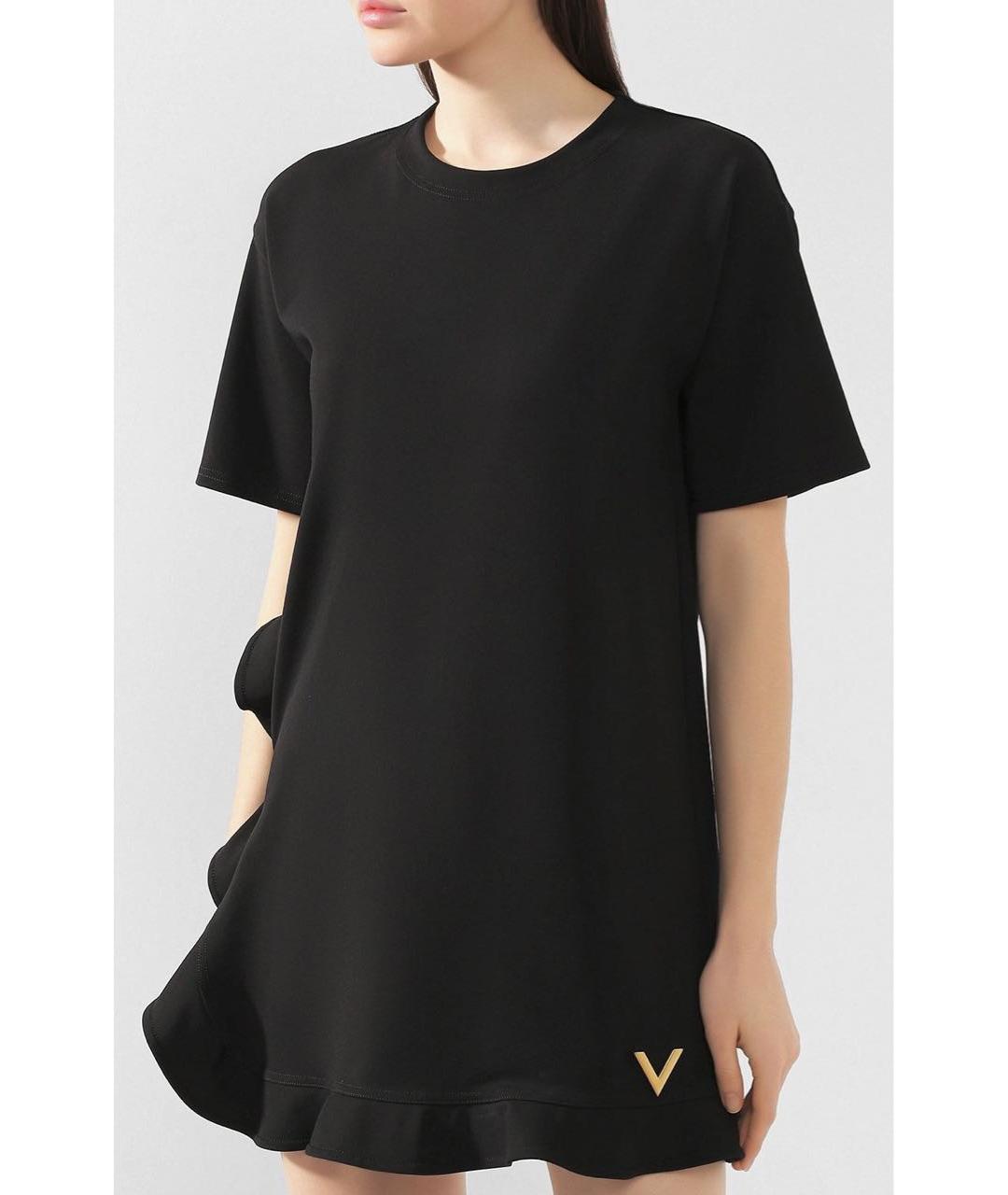 VALENTINO Черное вискозное повседневное платье, фото 3