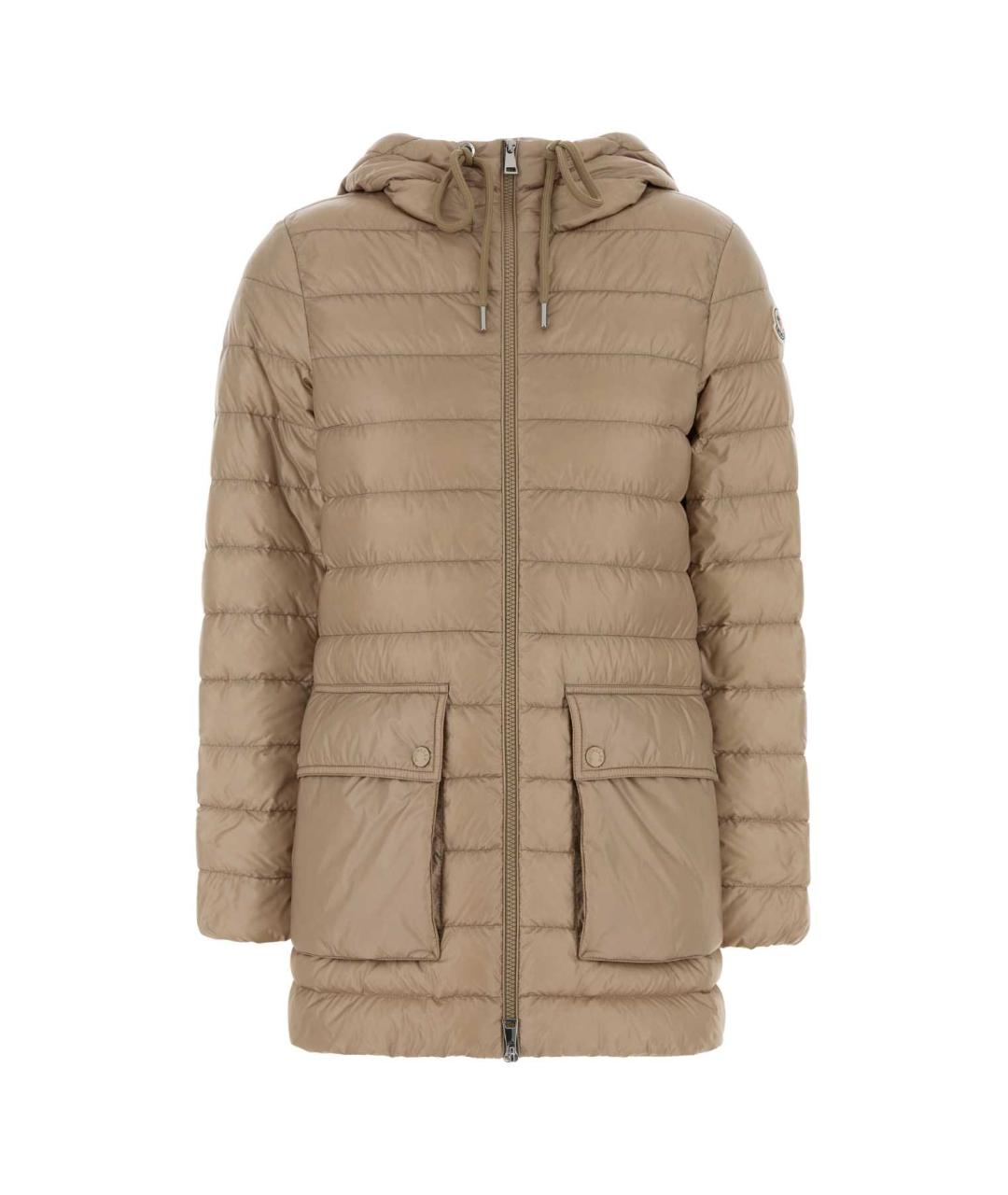MONCLER Бежевый полиамидовый пуховик, фото 1