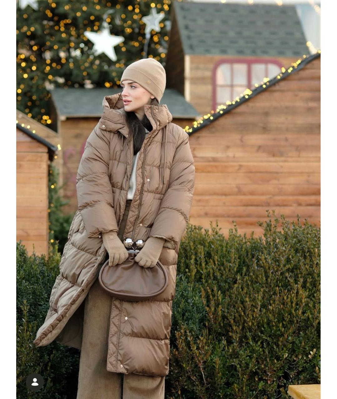 WEEKEND MAX MARA Коричневый полиэстеровый пуховик, фото 5