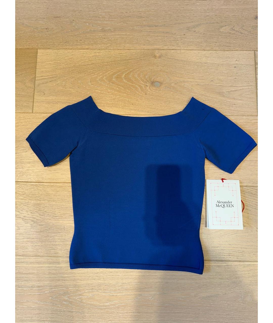 ALEXANDER MCQUEEN Синяя вискозная майка, фото 3