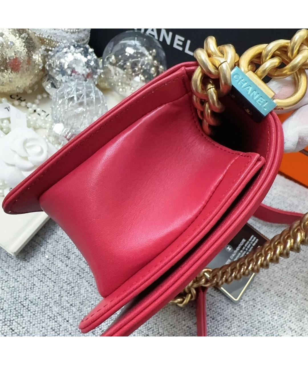 CHANEL Красная сумка через плечо из экзотической кожи, фото 6