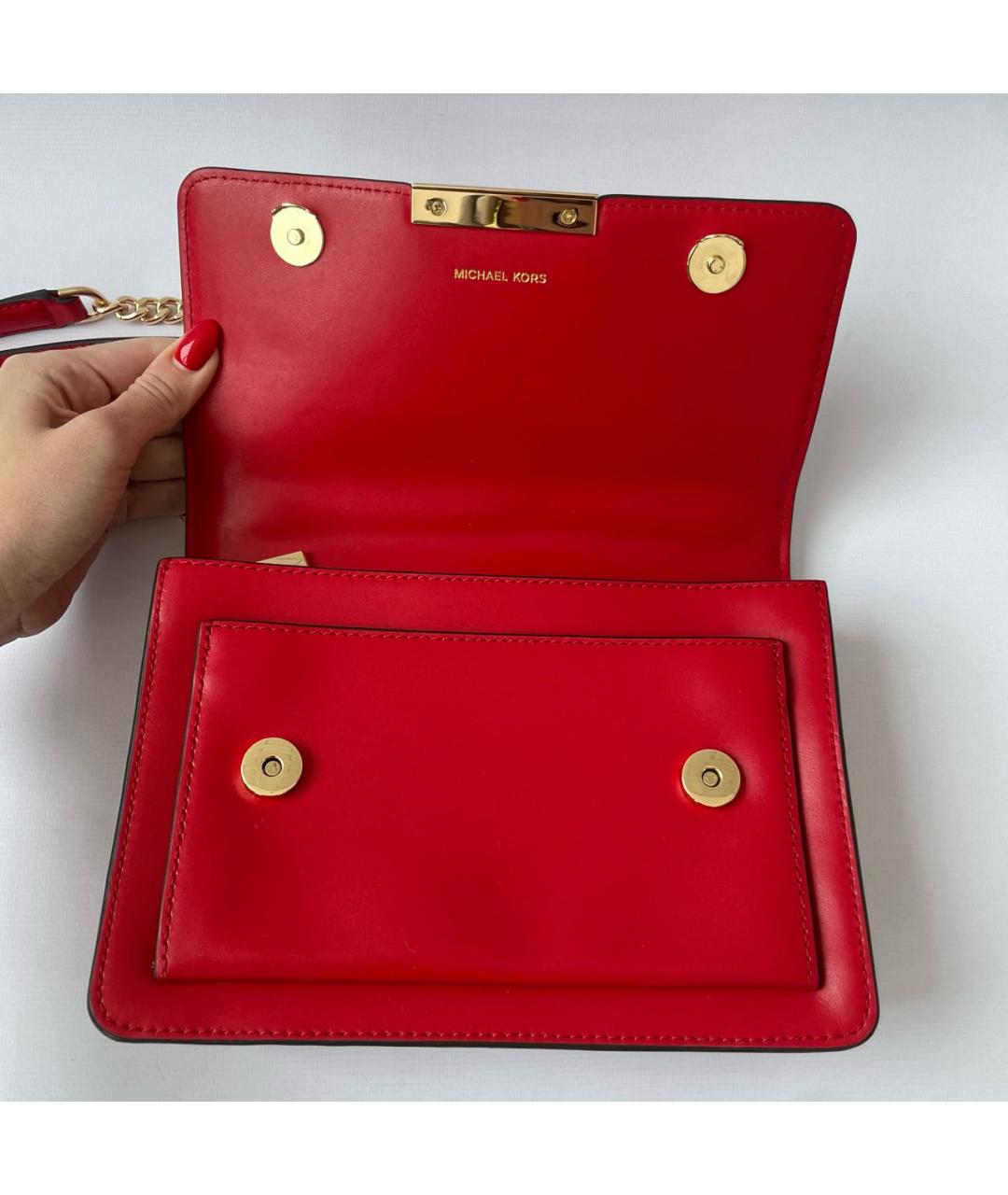 MICHAEL KORS Красная кожаная сумка через плечо, фото 6