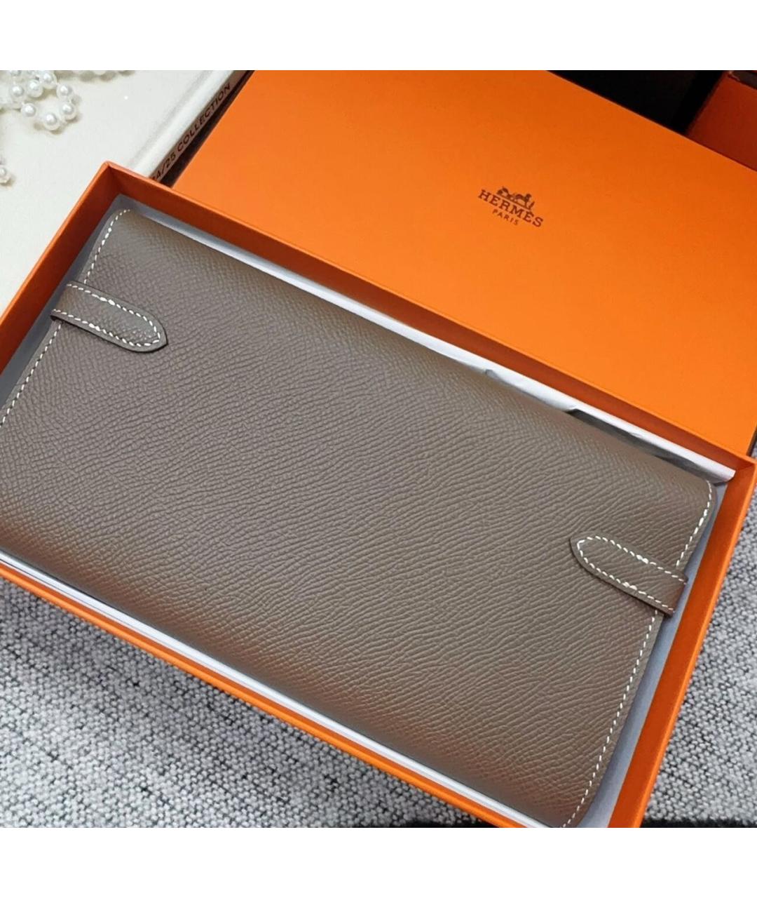 HERMES Серый кожаный кошелек, фото 3