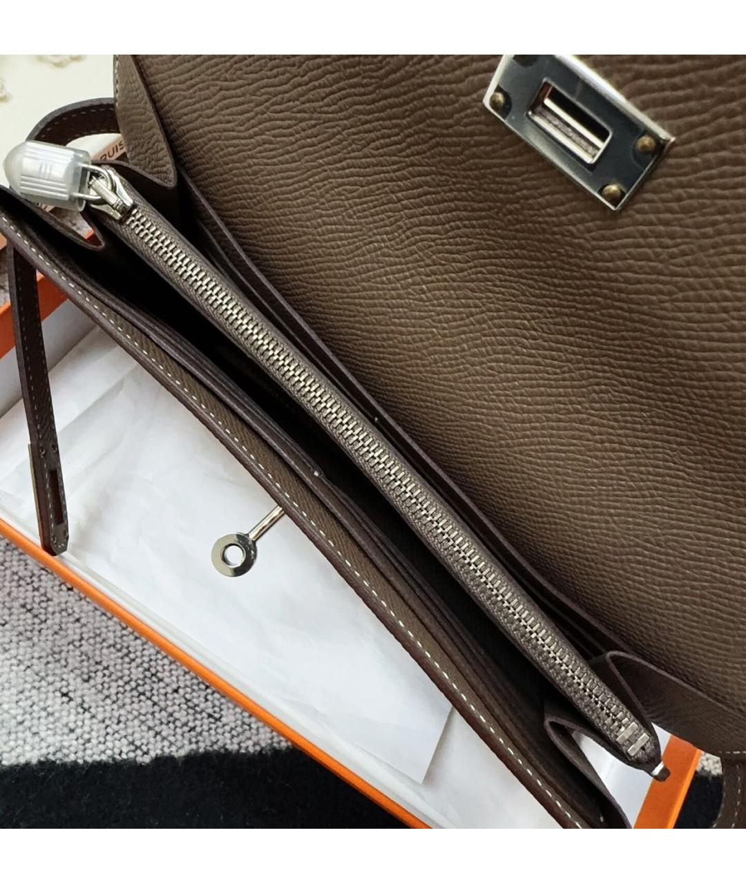 HERMES Серый кожаный кошелек, фото 8