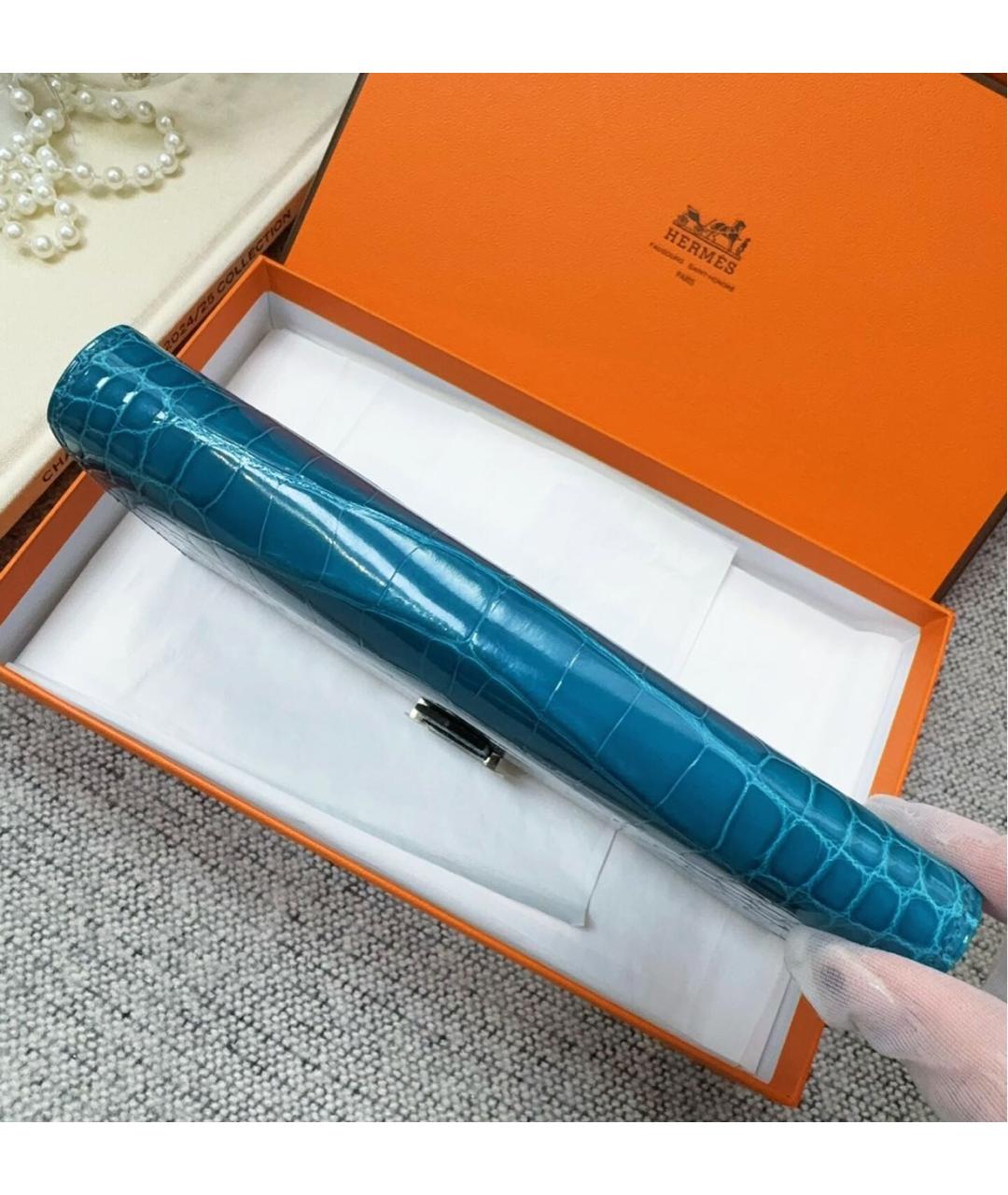 HERMES Голубой кожаный кошелек, фото 5