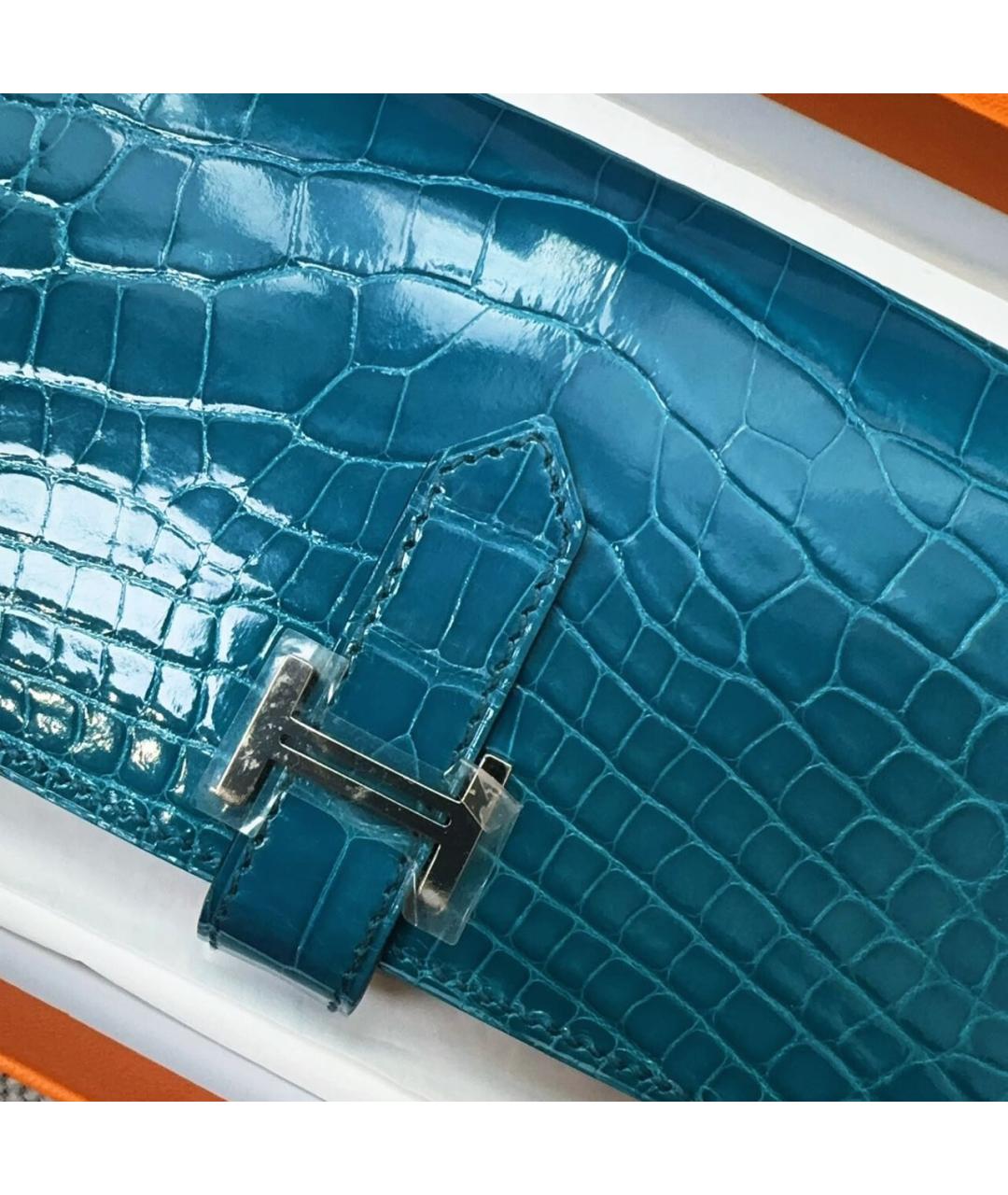 HERMES Голубой кожаный кошелек, фото 4