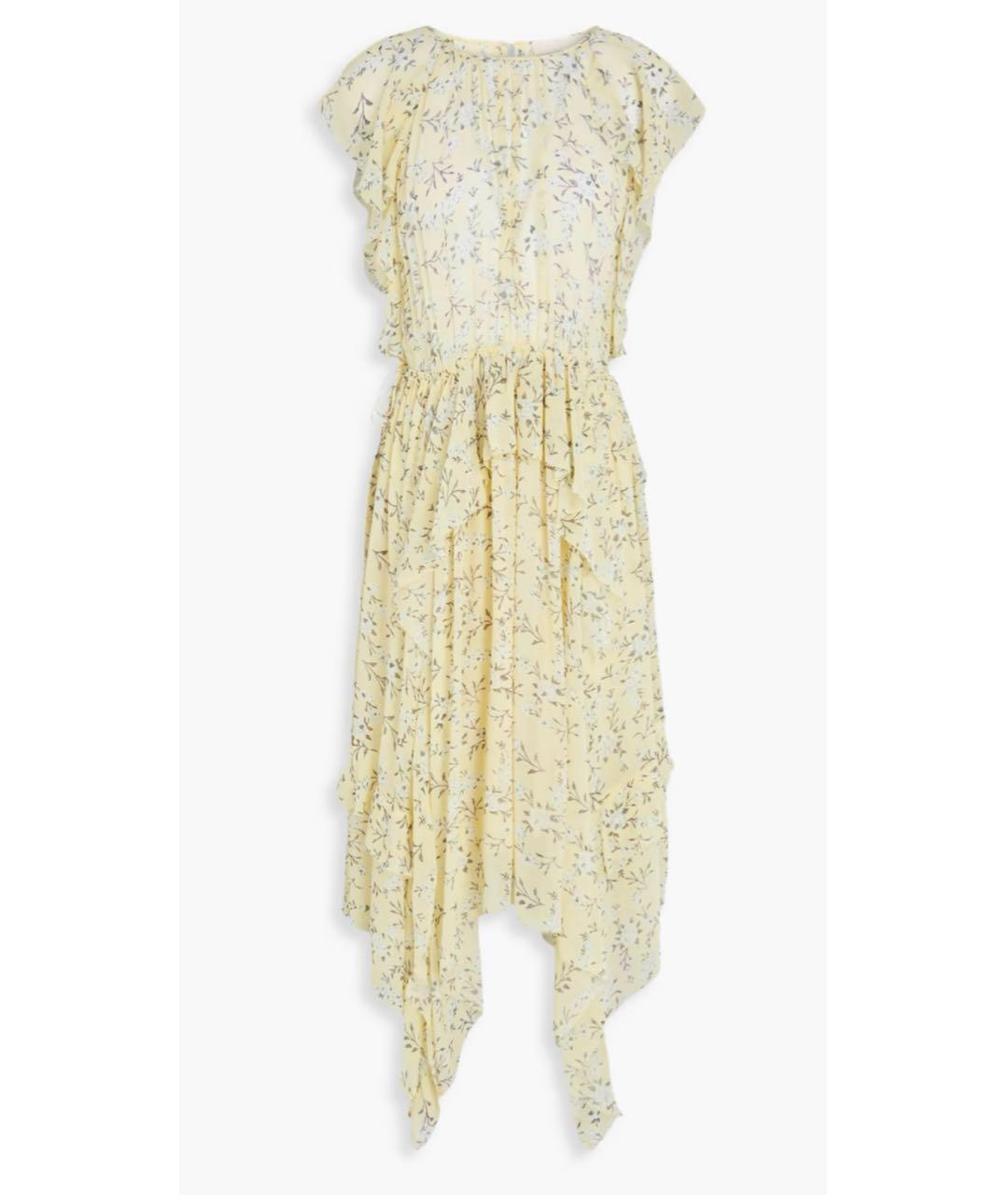 ULLA JOHNSON Желтое шелковое повседневное платье, фото 9