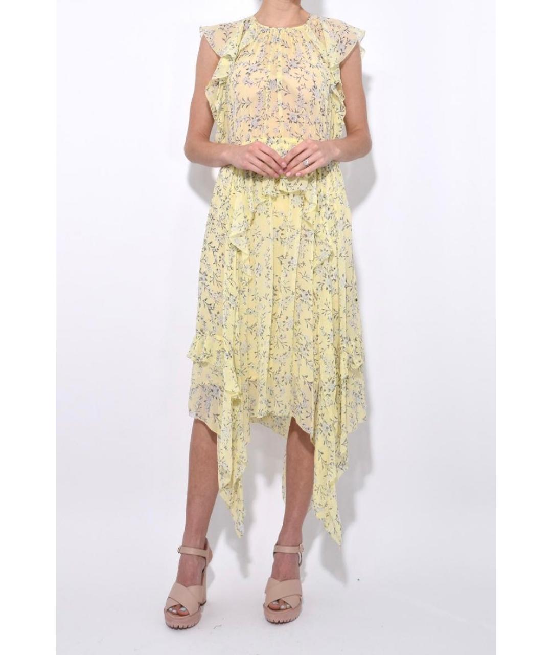 ULLA JOHNSON Желтое шелковое повседневное платье, фото 7