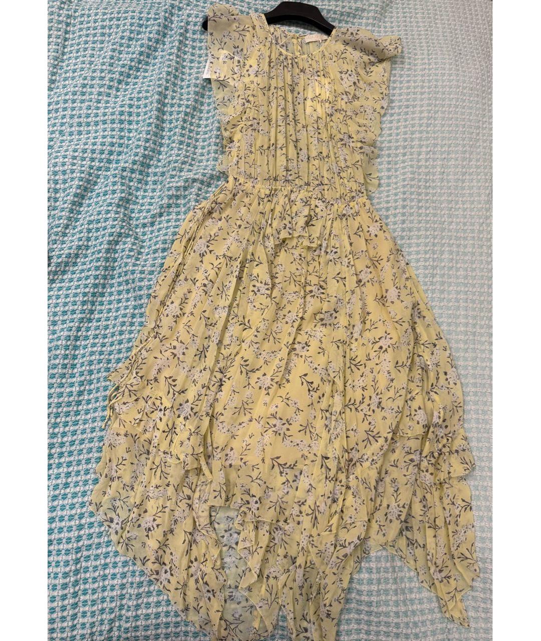 ULLA JOHNSON Желтое шелковое повседневное платье, фото 2