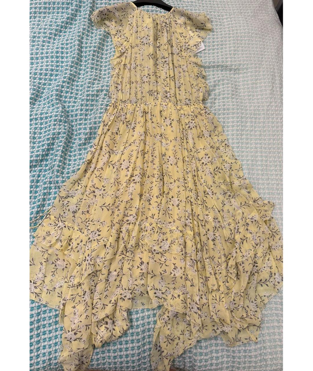 ULLA JOHNSON Желтое шелковое повседневное платье, фото 5