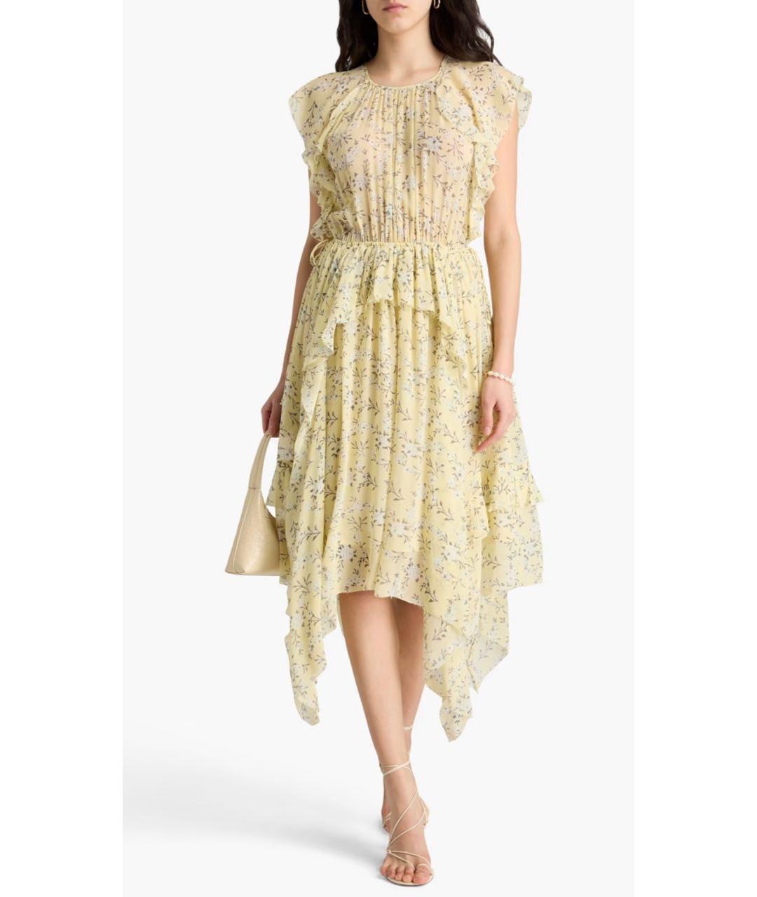 ULLA JOHNSON Желтое шелковое повседневное платье, фото 6