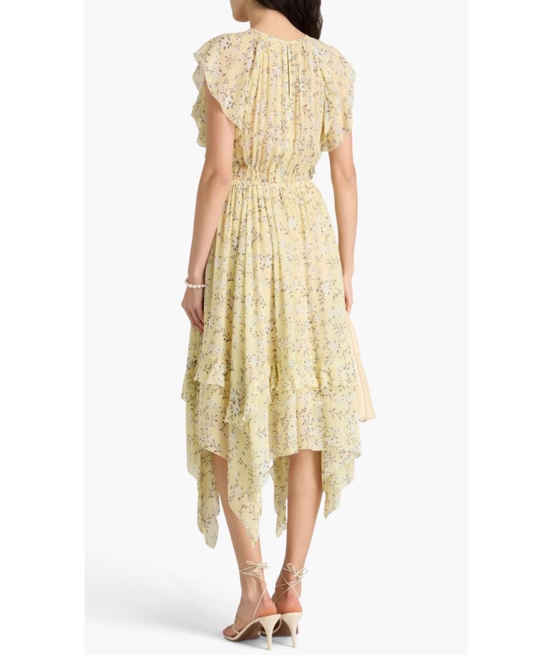 ULLA JOHNSON Желтое шелковое повседневное платье, фото 8