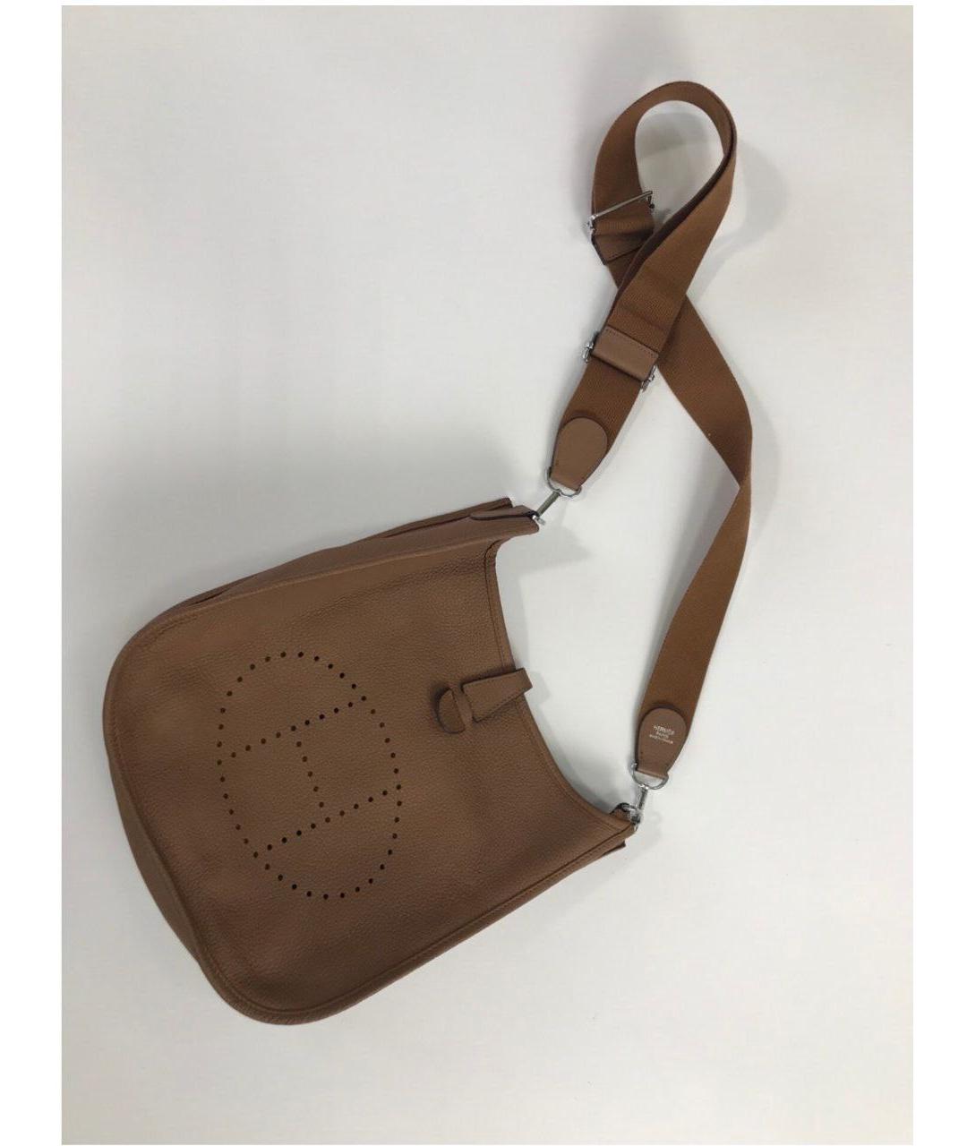 HERMES Бежевая кожаная сумка через плечо, фото 9