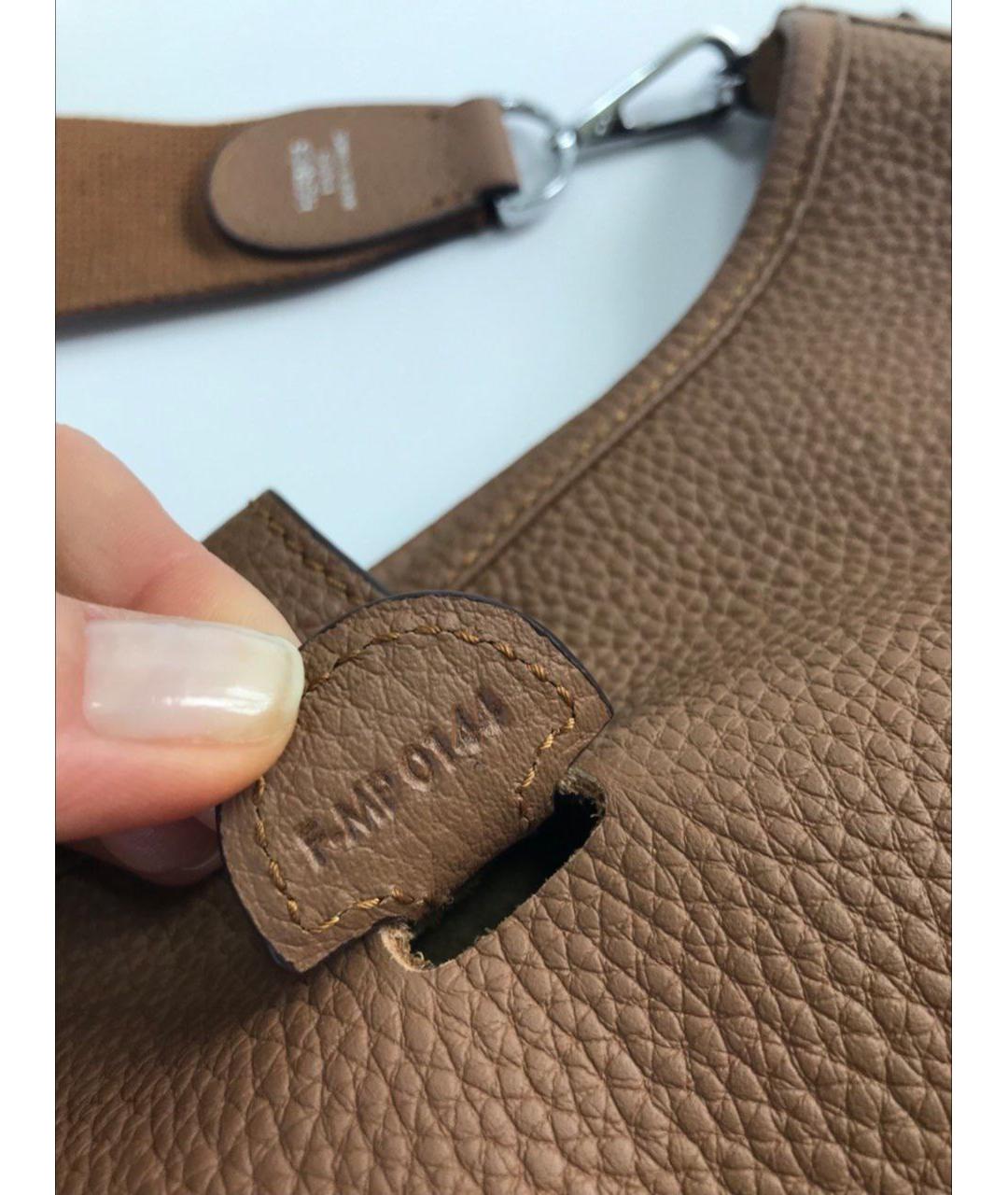 HERMES Бежевая кожаная сумка через плечо, фото 6