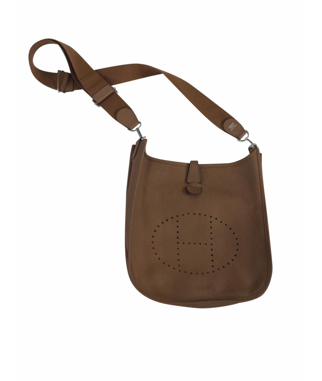 HERMES Бежевая кожаная сумка через плечо, фото 1