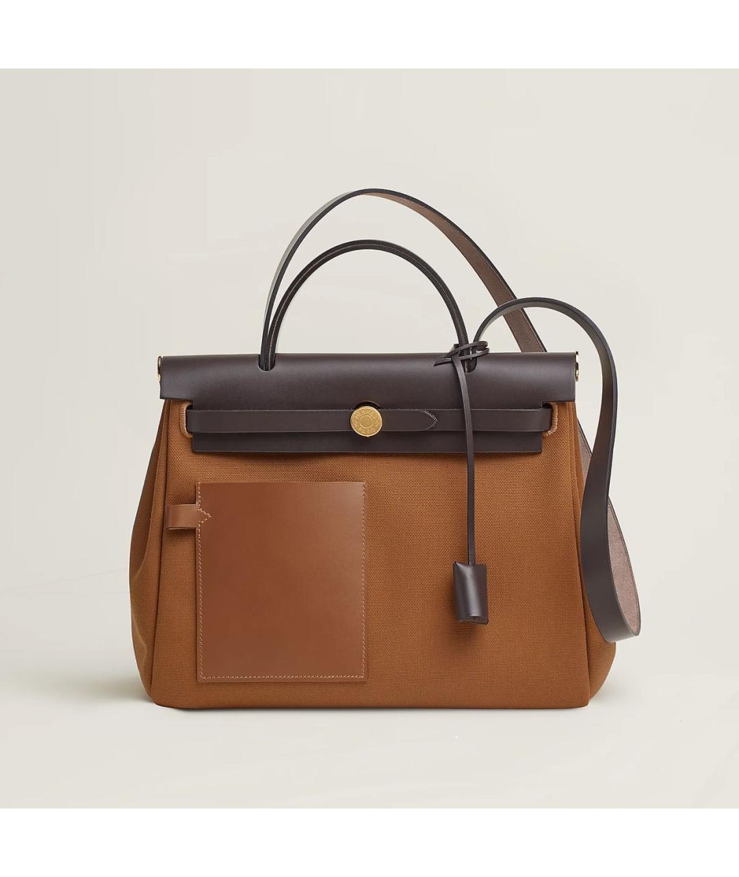 HERMES Коричневая тканевая сумка через плечо, фото 5