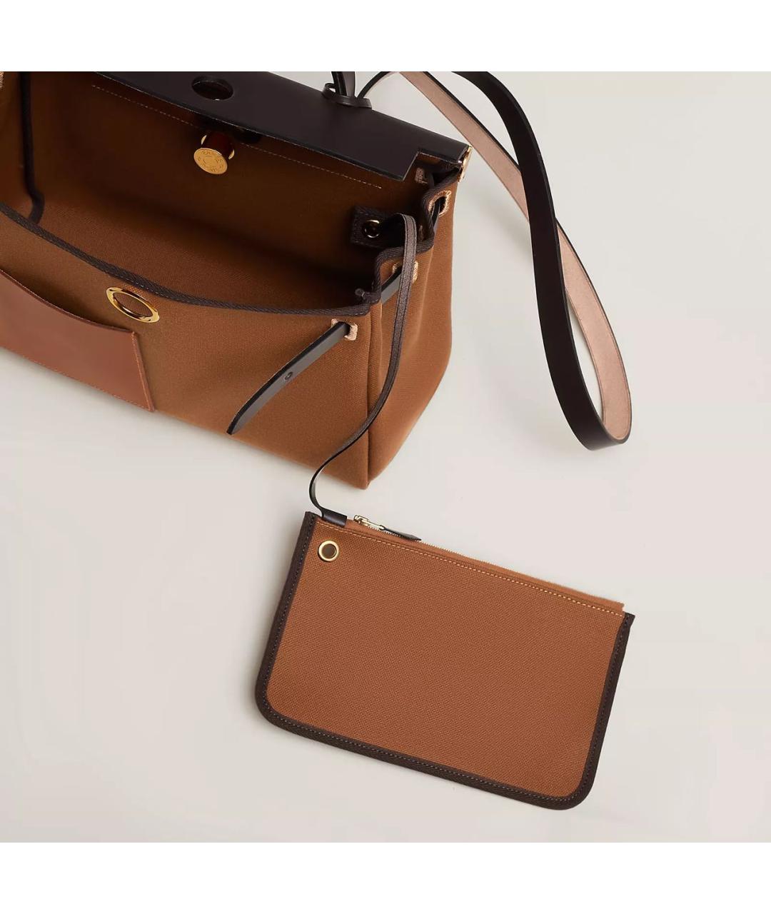 HERMES Коричневая тканевая сумка через плечо, фото 3